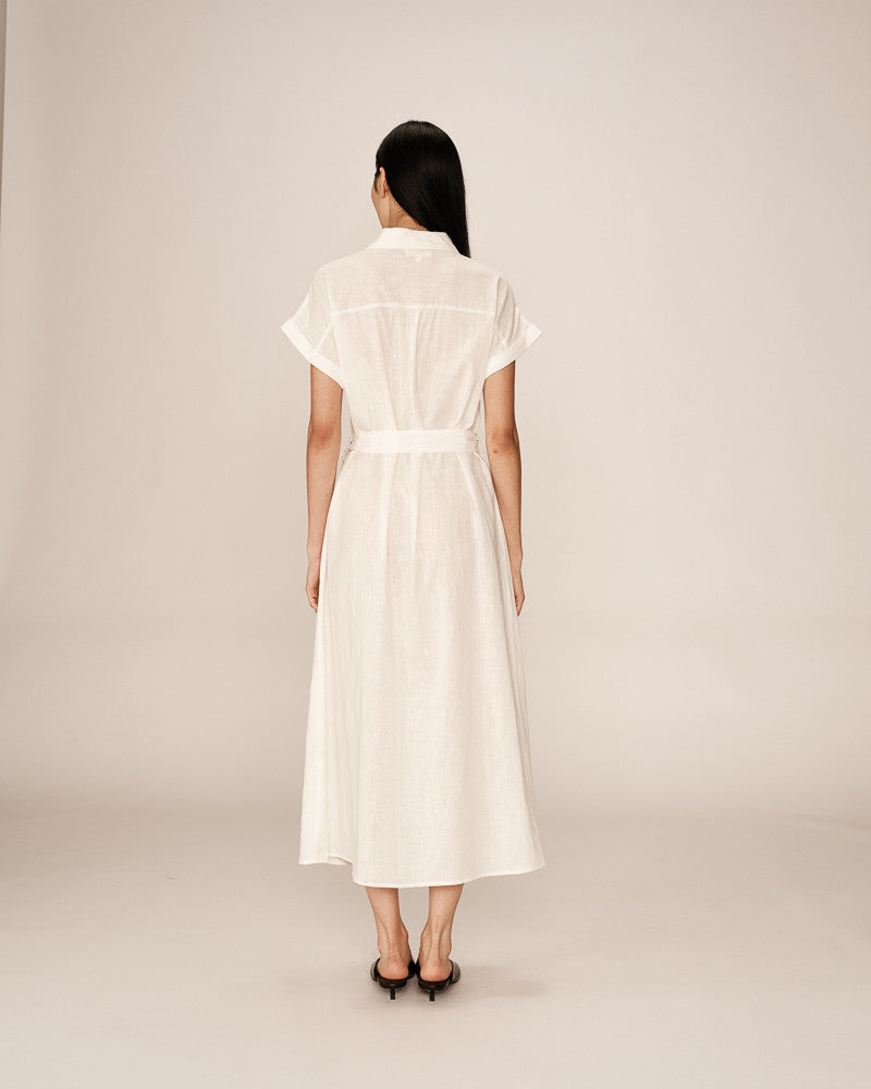 Prudence Ecru Linen Shirt Dress