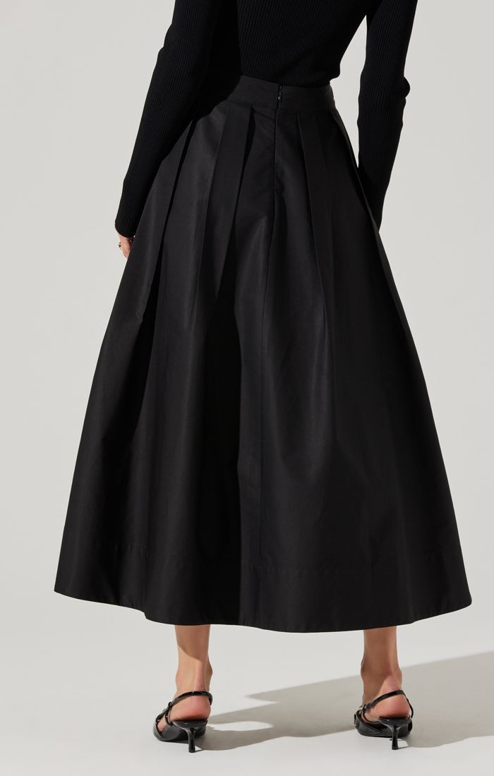 Catarina Black Poplin Full Midi Skirt