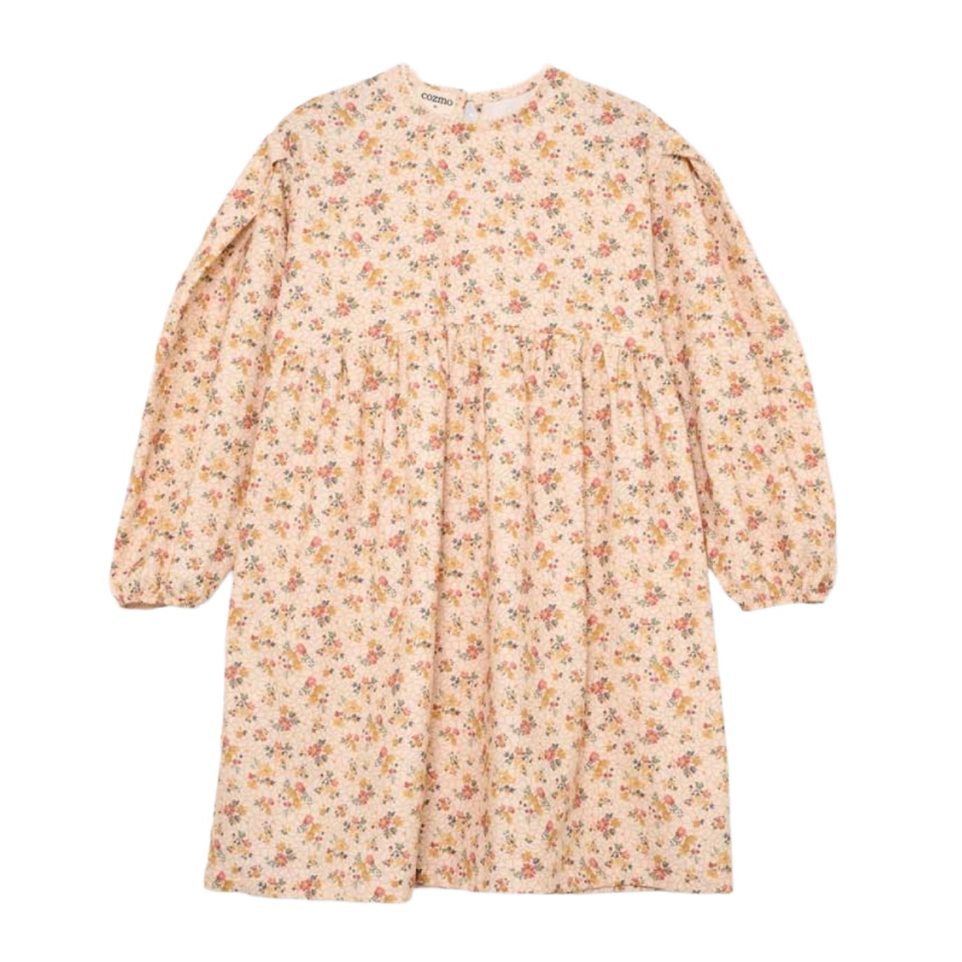 Cream Floral Long Full Sleeve Dress