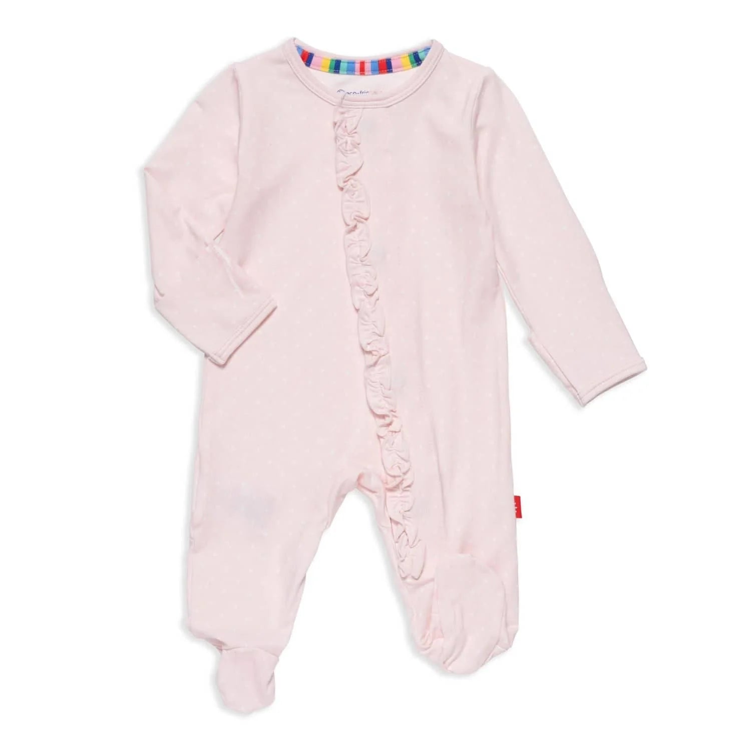 Pin Dot Pink Ruffle Footie