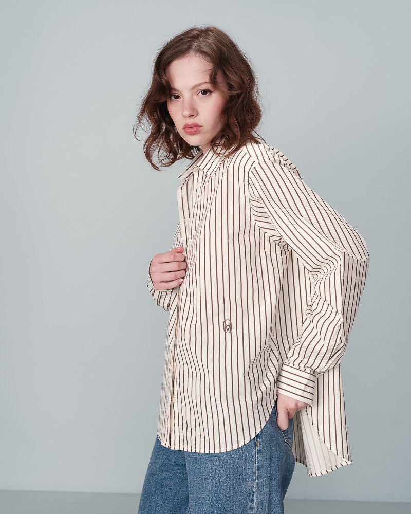 Nussetta Brown Stripe Oversized Shirt