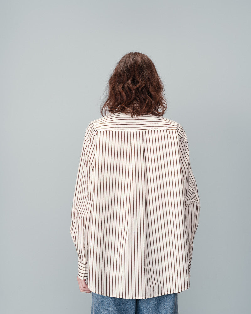 Nussetta Brown Stripe Oversized Shirt