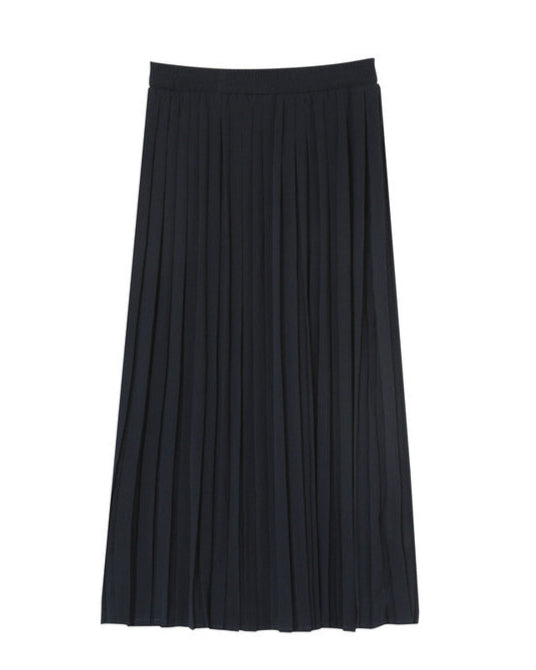 Plisse Navy Chiffon Pleated Skirt