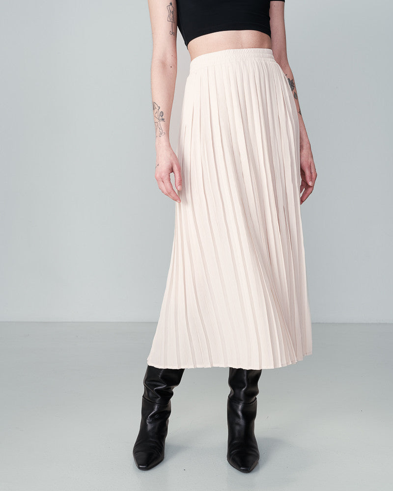 Nininon Ecru Pleated Midi Skirt