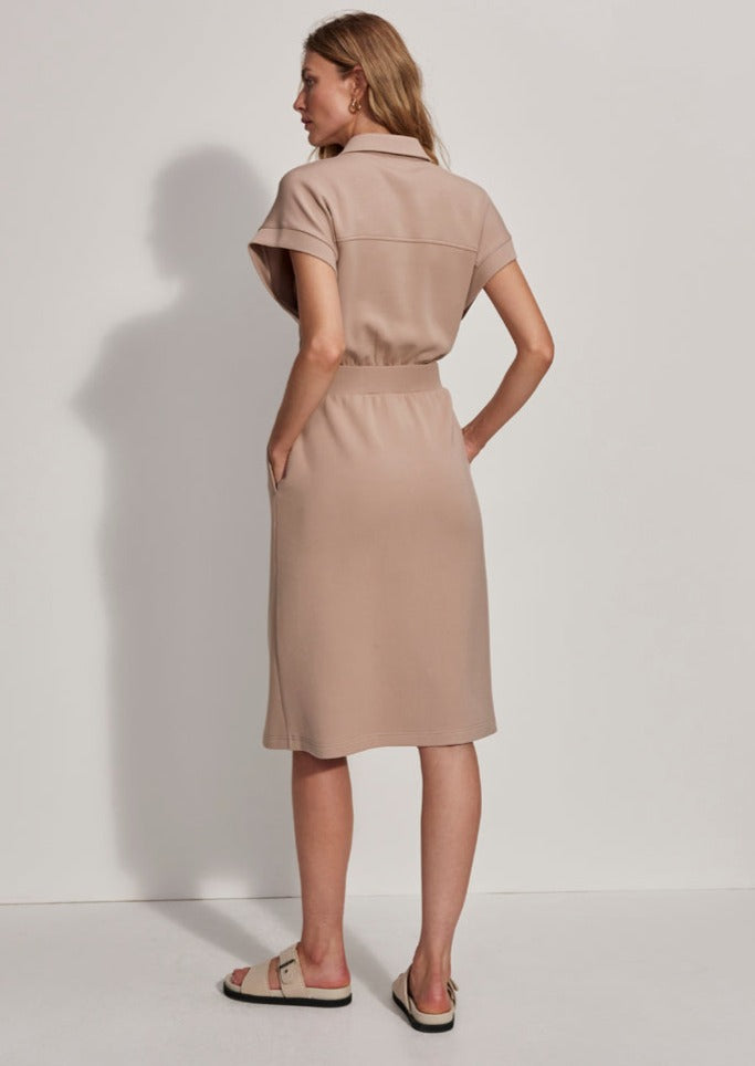 Varley Louisa Taupe Double Soft Zip Dress