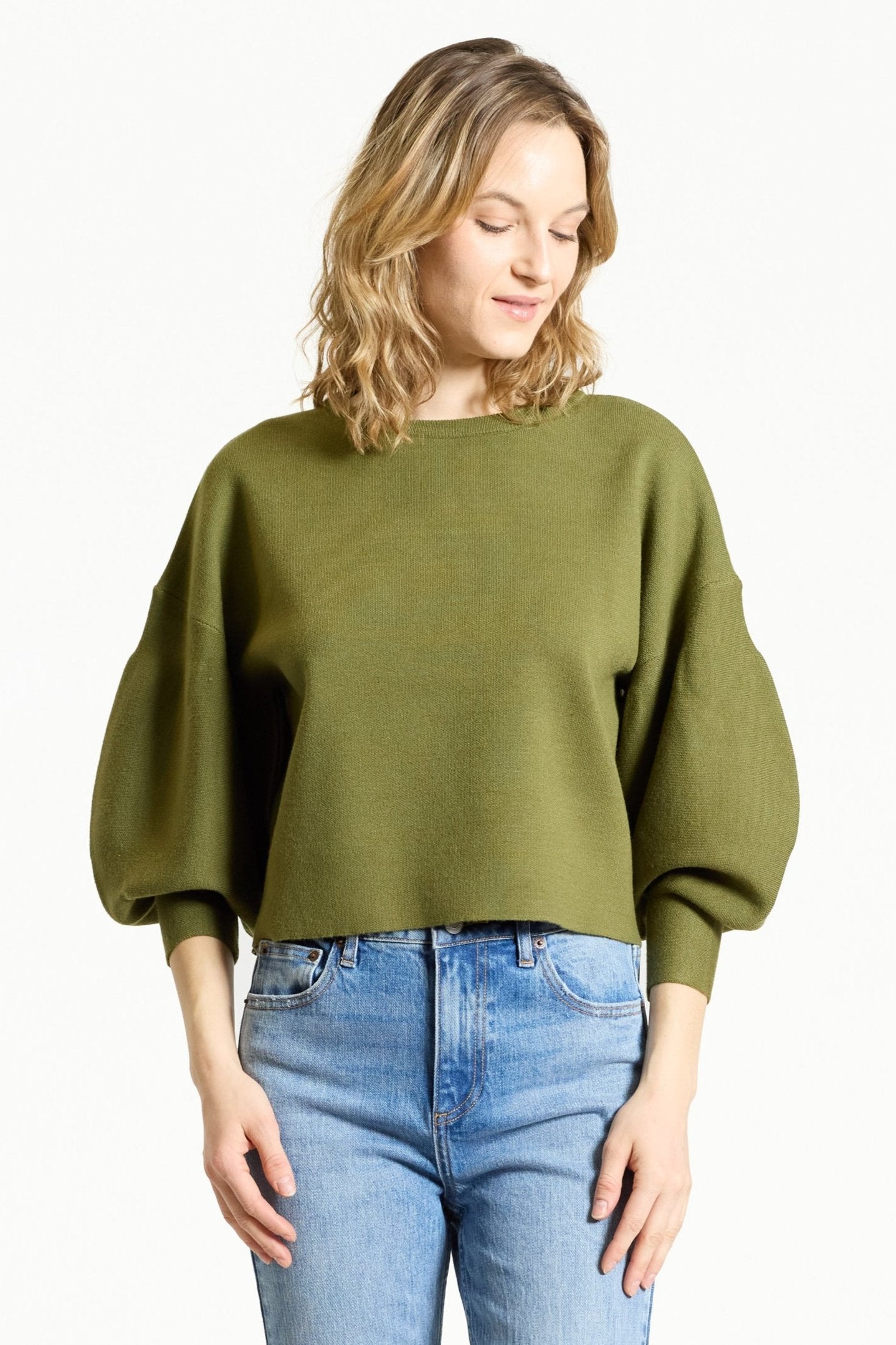 Oat Olive Balloon sleeve Sweater