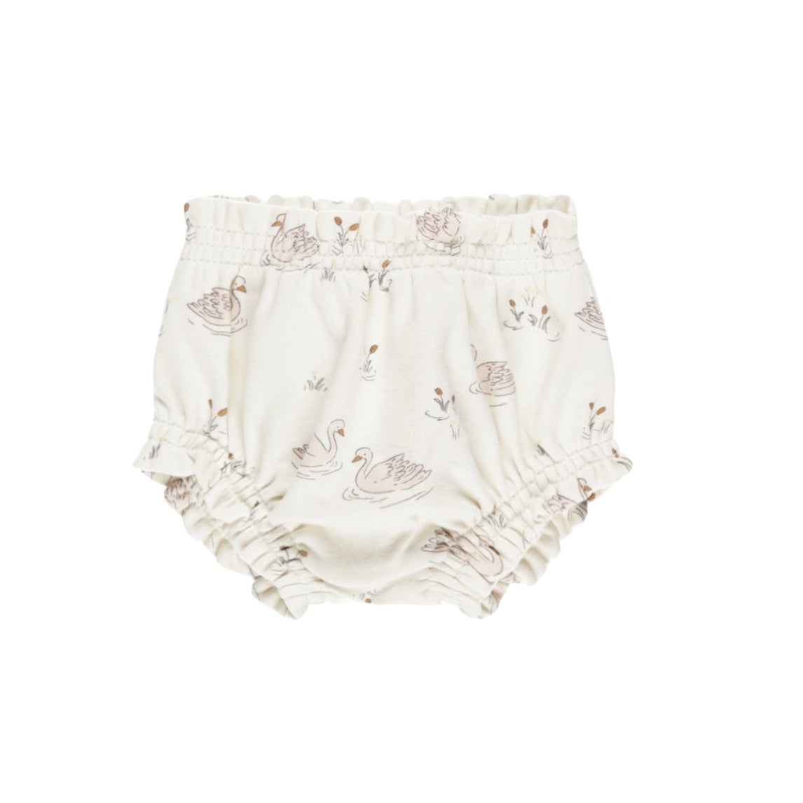 Quincy Mae Cream Swan Print Bloomer