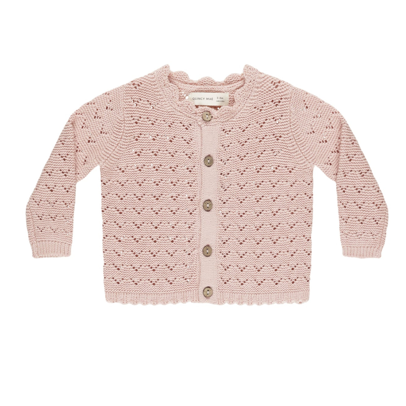 Quincy Mae Soft Pink Pointelle Cardigan