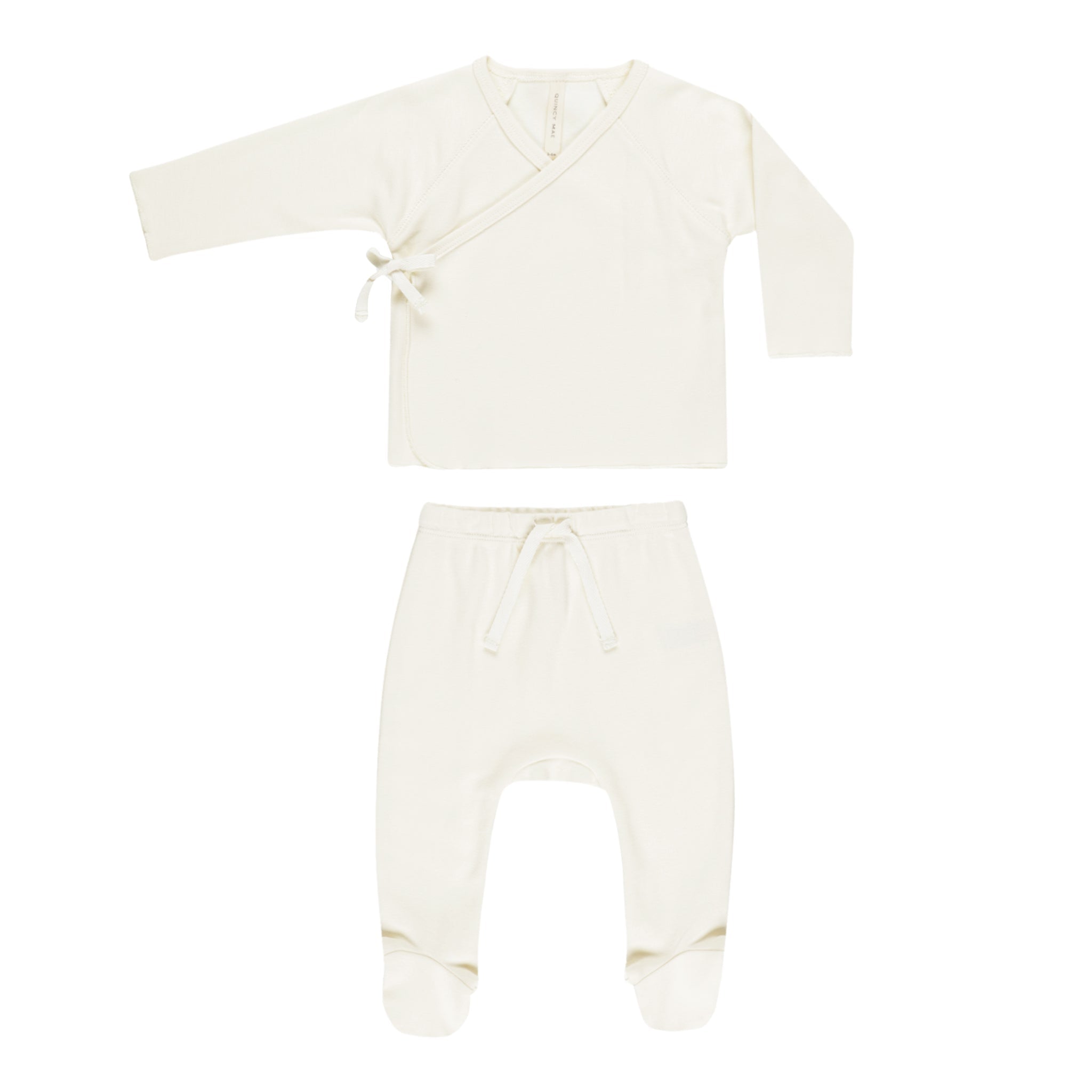 Quincy Mae Cream Solid Wrap Footie