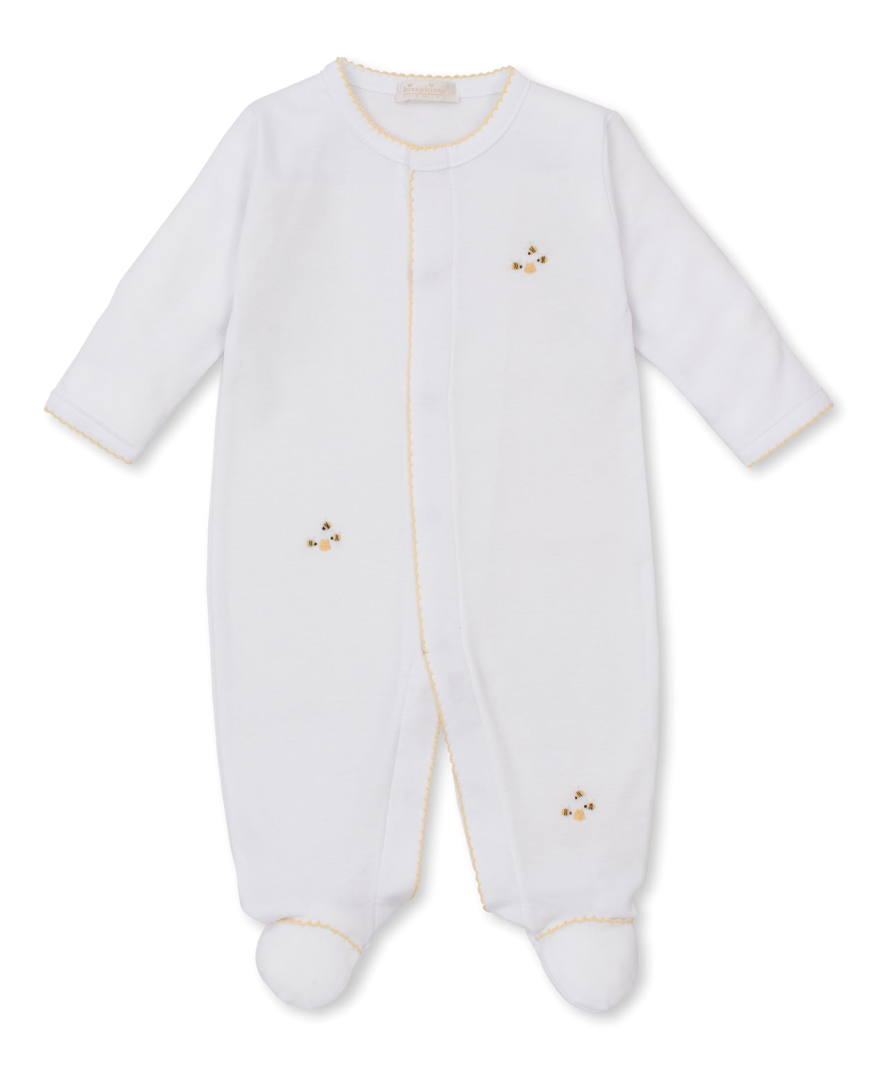 White Emboridered Bees Footies