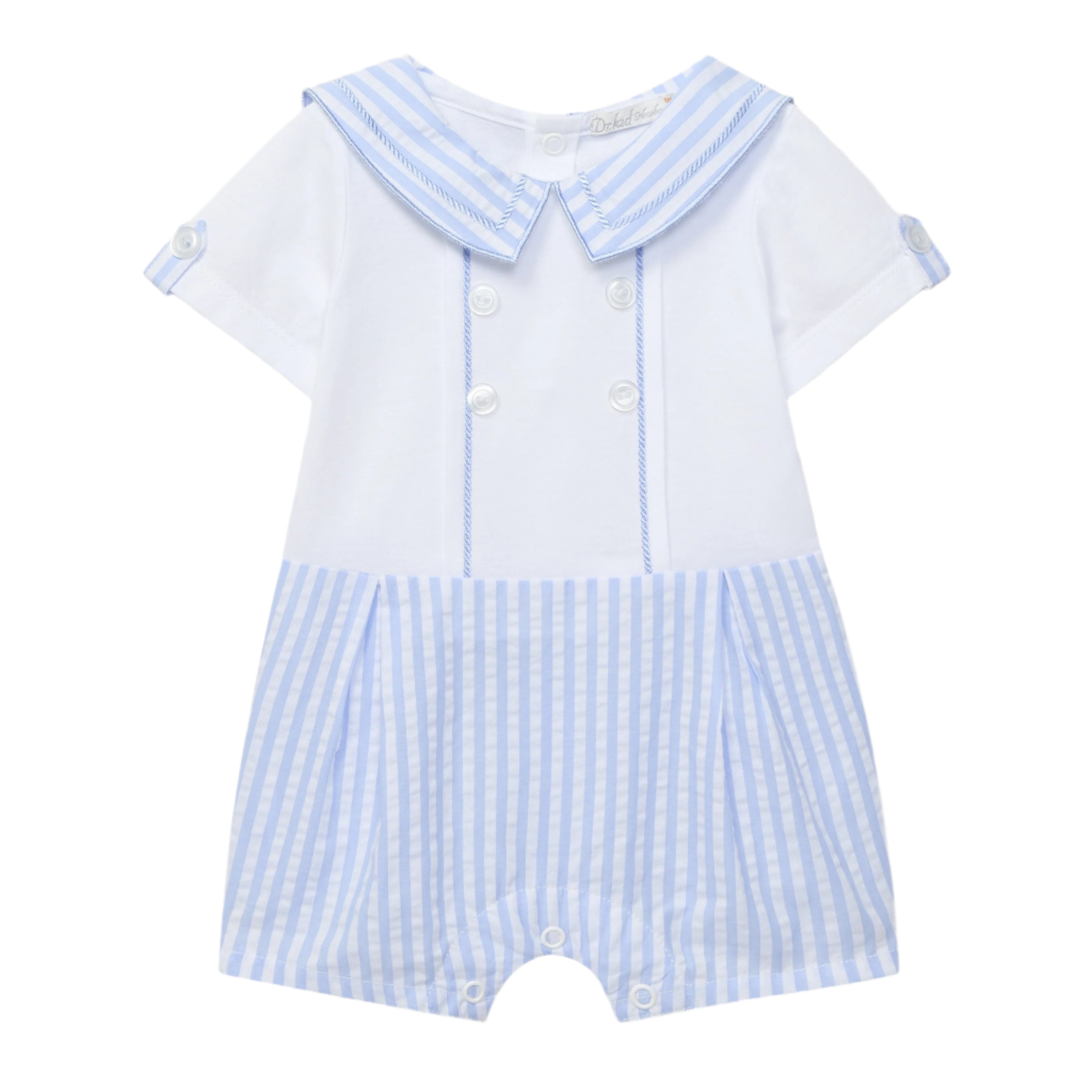 Light Blue Seersucker Sailors Romper