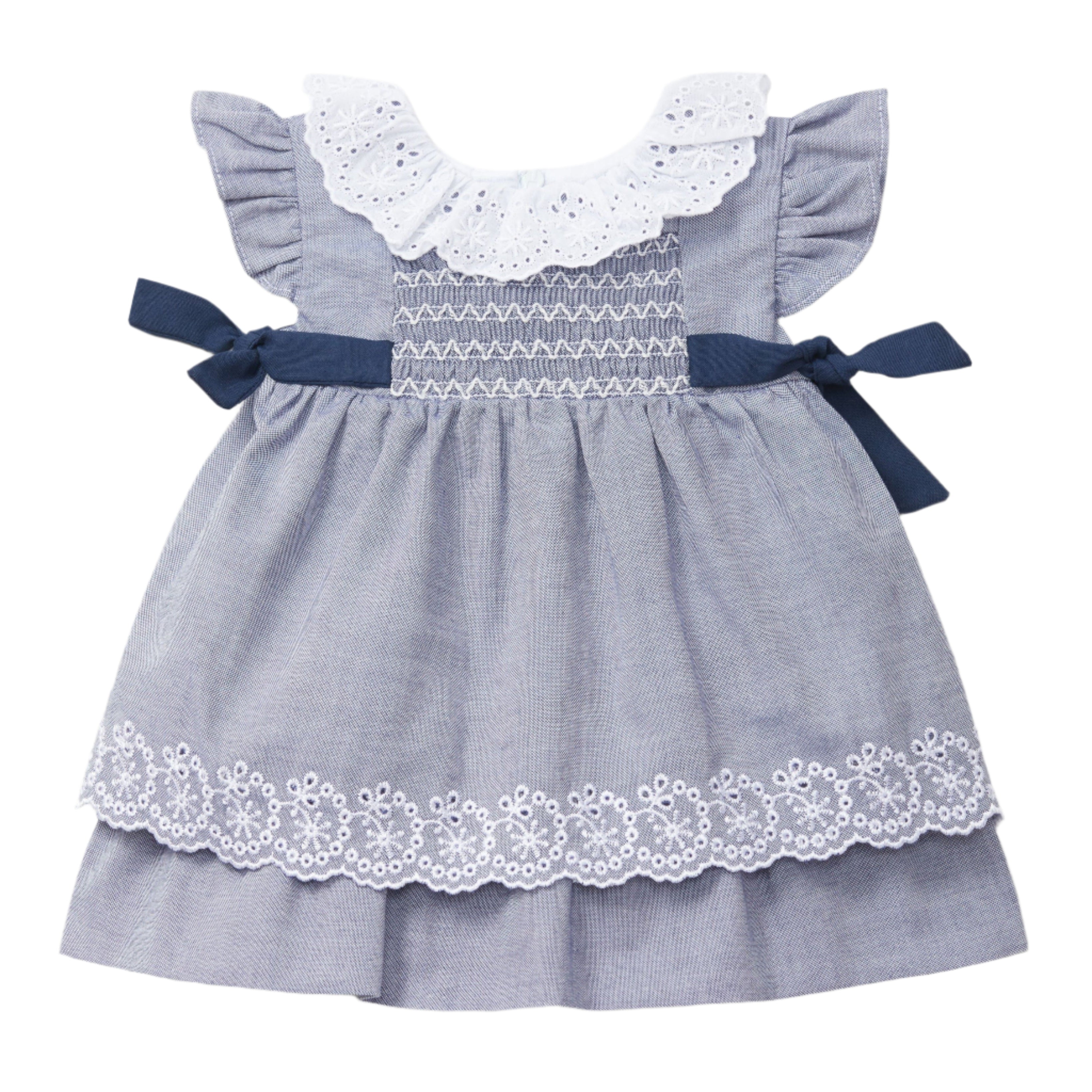 Chambre Smocked Dress with Eyelet Collar