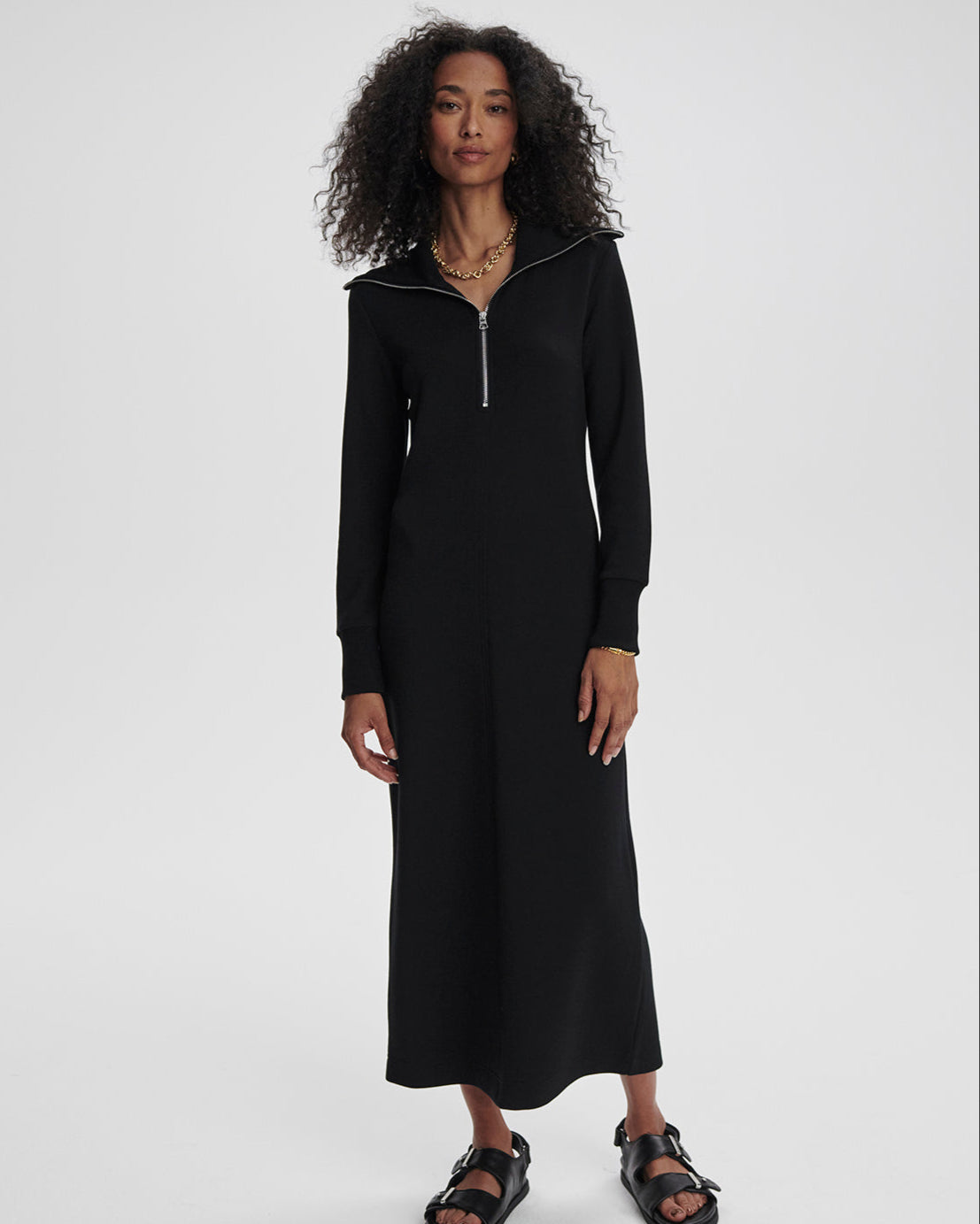 Varley Alexis Black Double Soft Dress