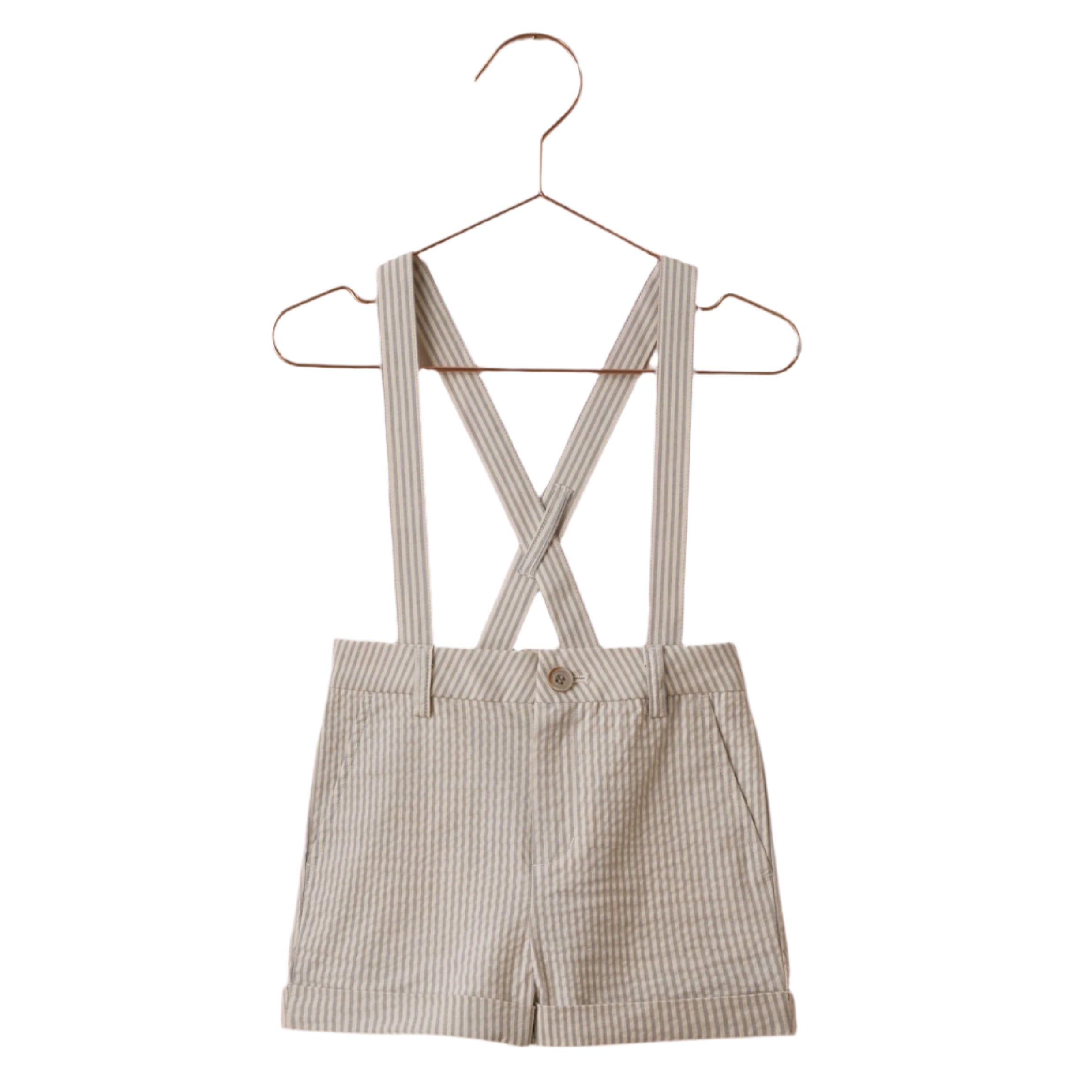 Sage Seersucker Suspender Short