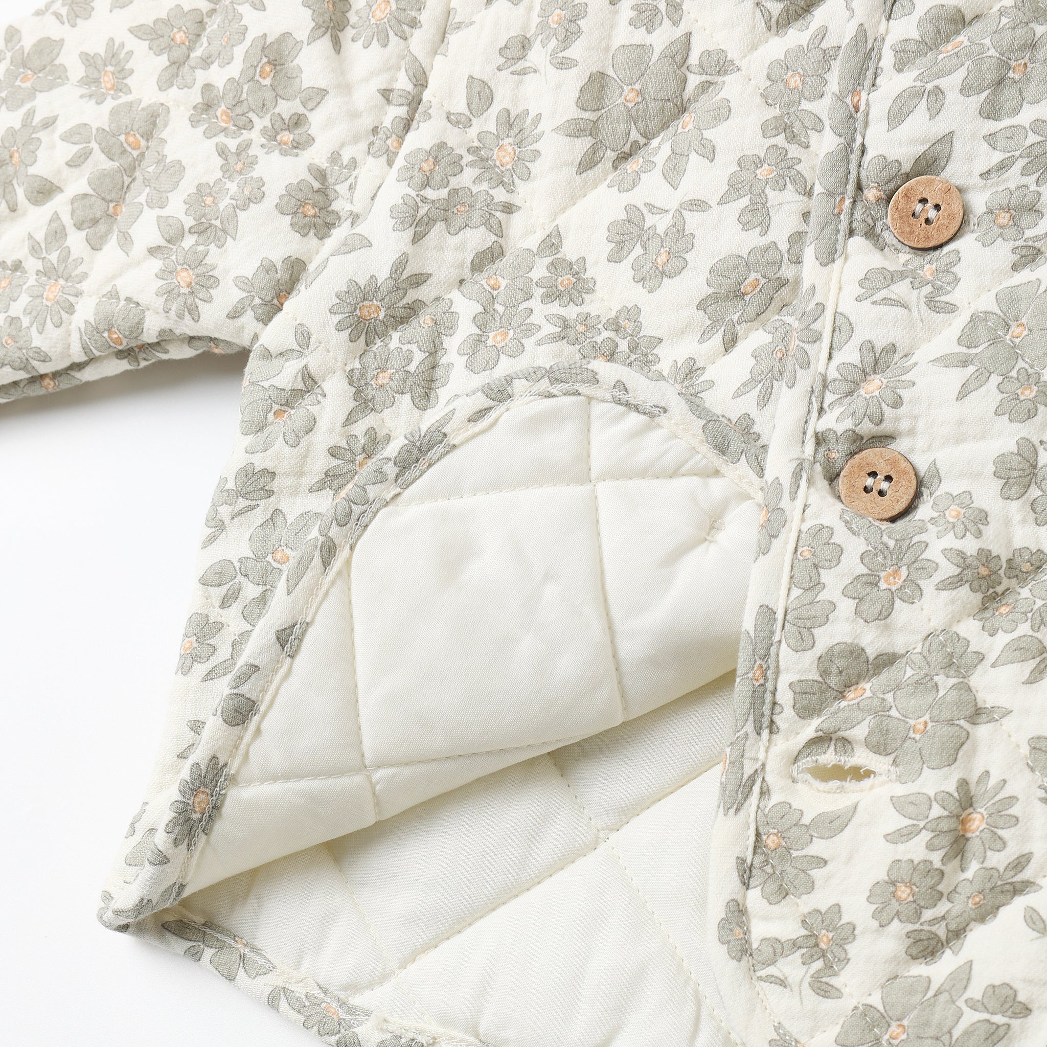 Quincy Mae Green Floral Quilted Jacket
