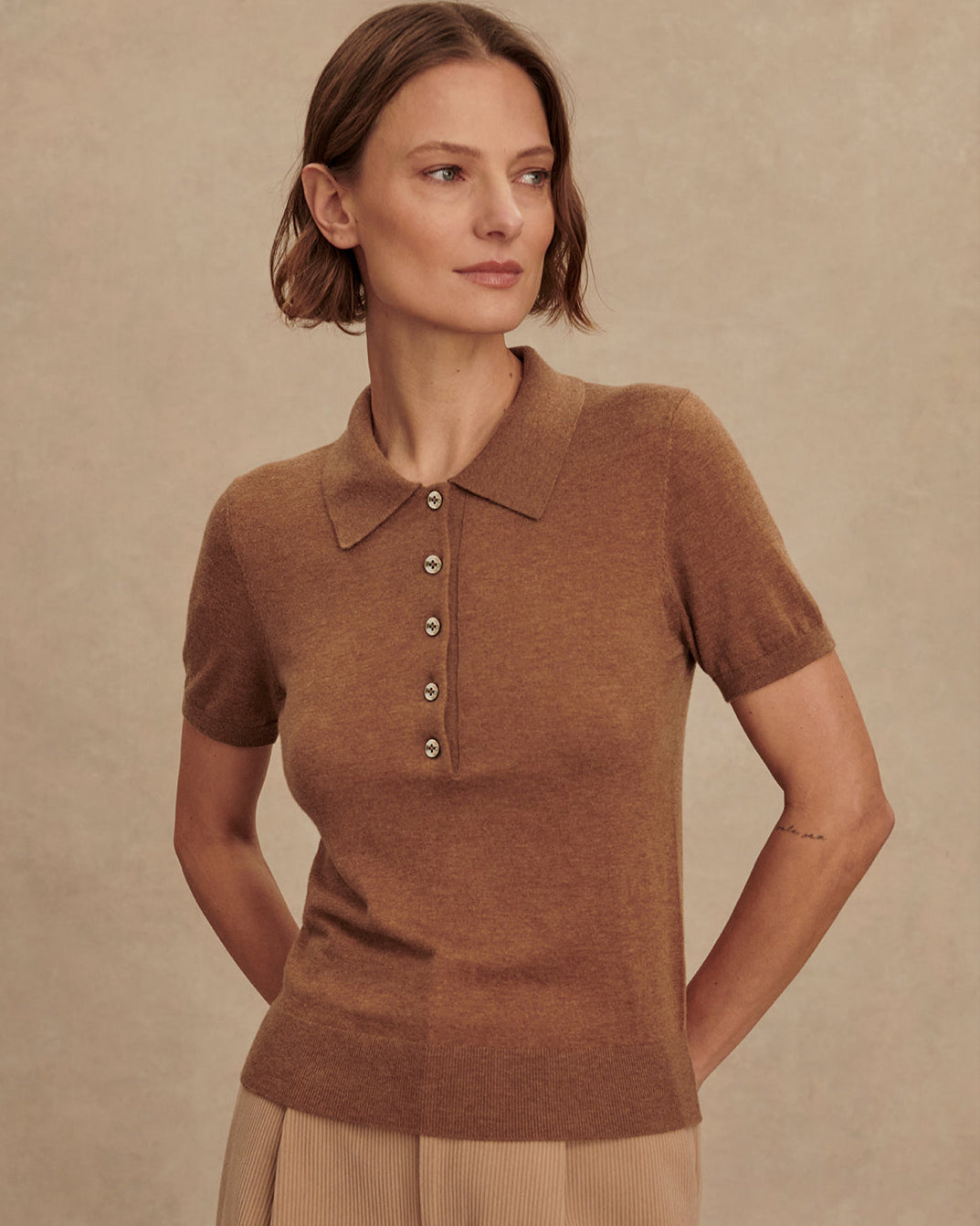 Varley Rust Fine Knit Polo