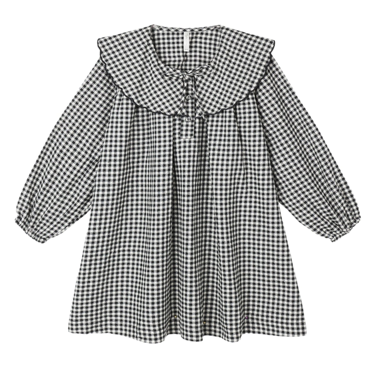 Rylee & Cru Black Gingham Wide Collar Dress