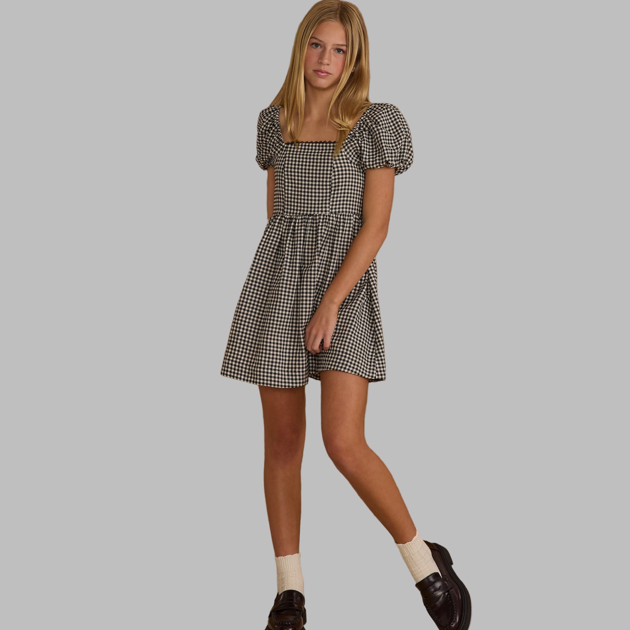 Rylee Cru Black Gingham Mini Dress