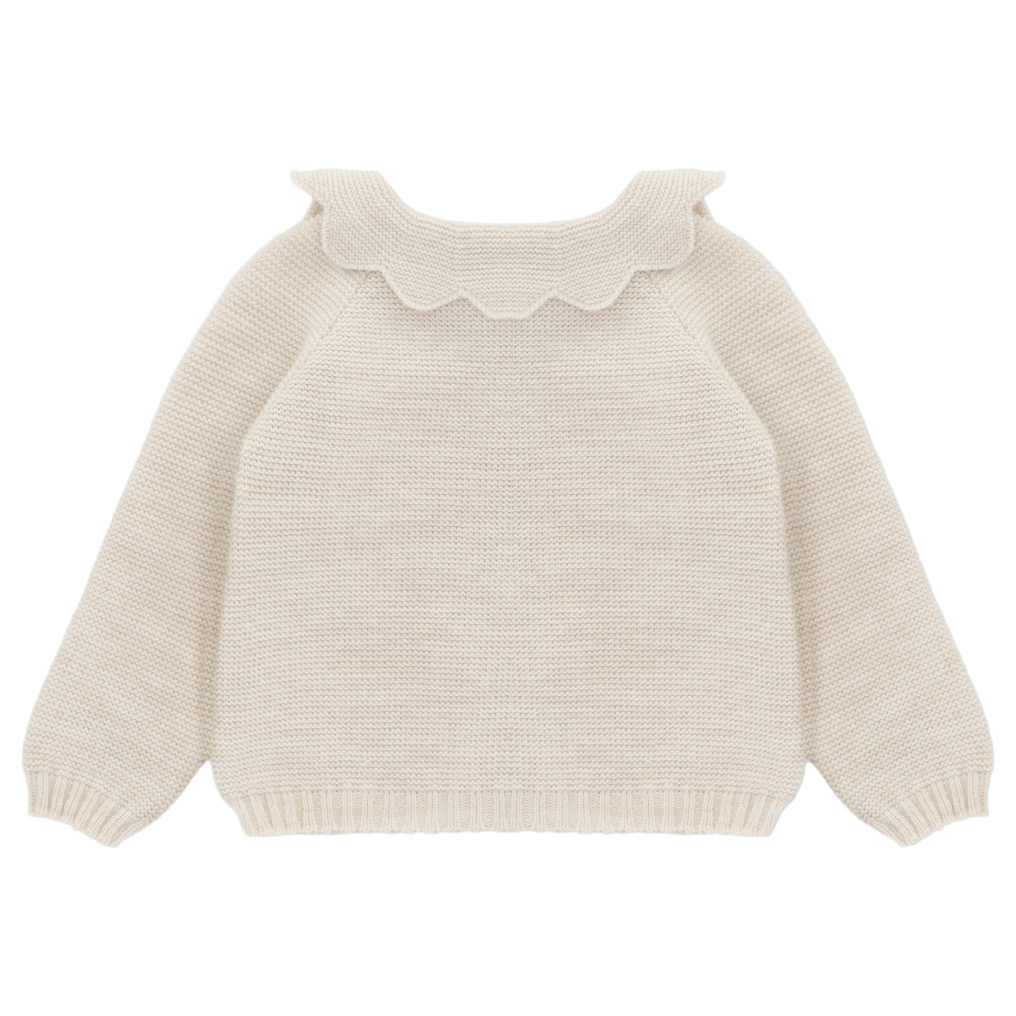 Beige Cardigan With Scallop Collar