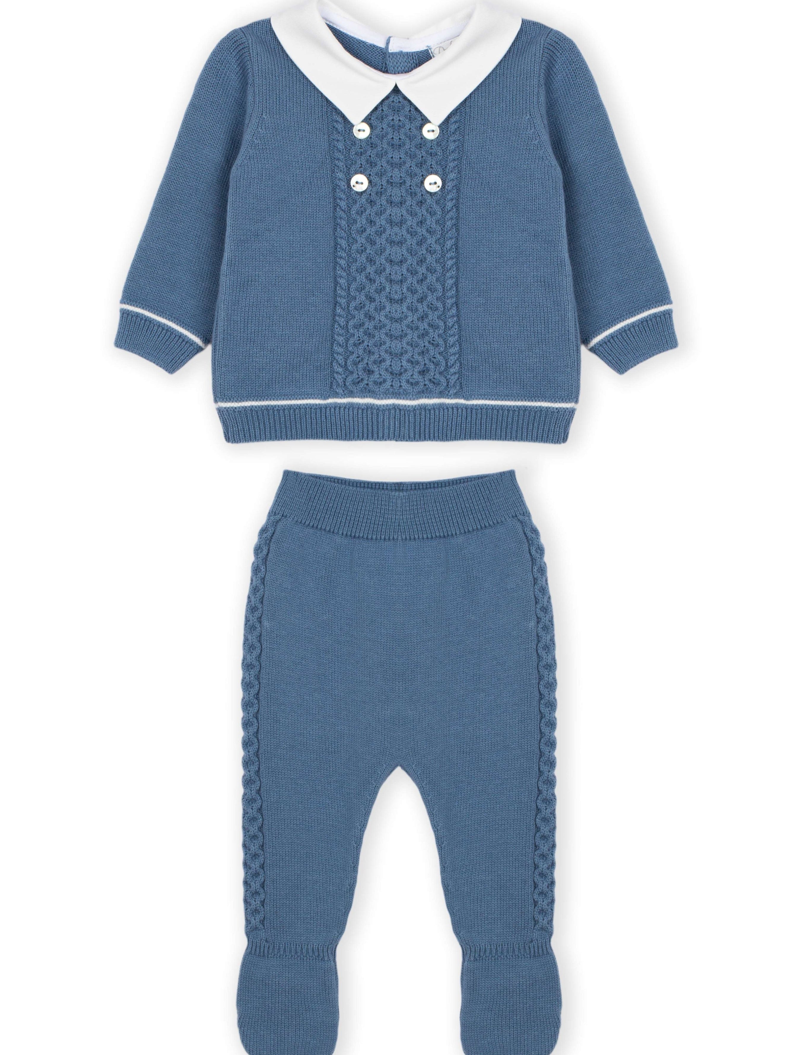 Light Blue Knitted Cable Collare Set