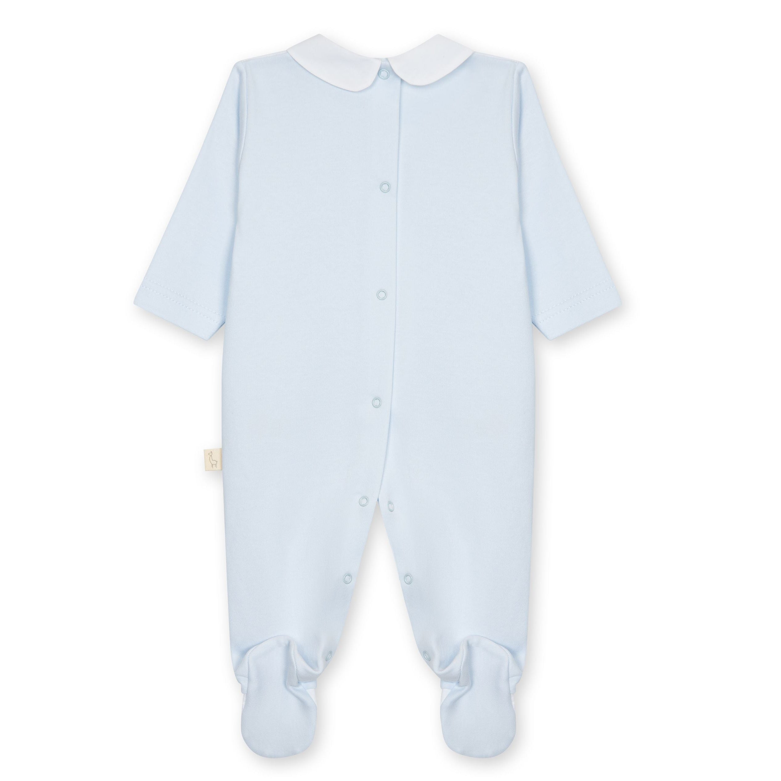 Light Blue Pima Footie with Woven Yoke