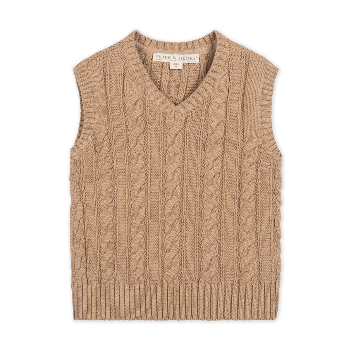 Boy's Camel Cable Sweater Vest