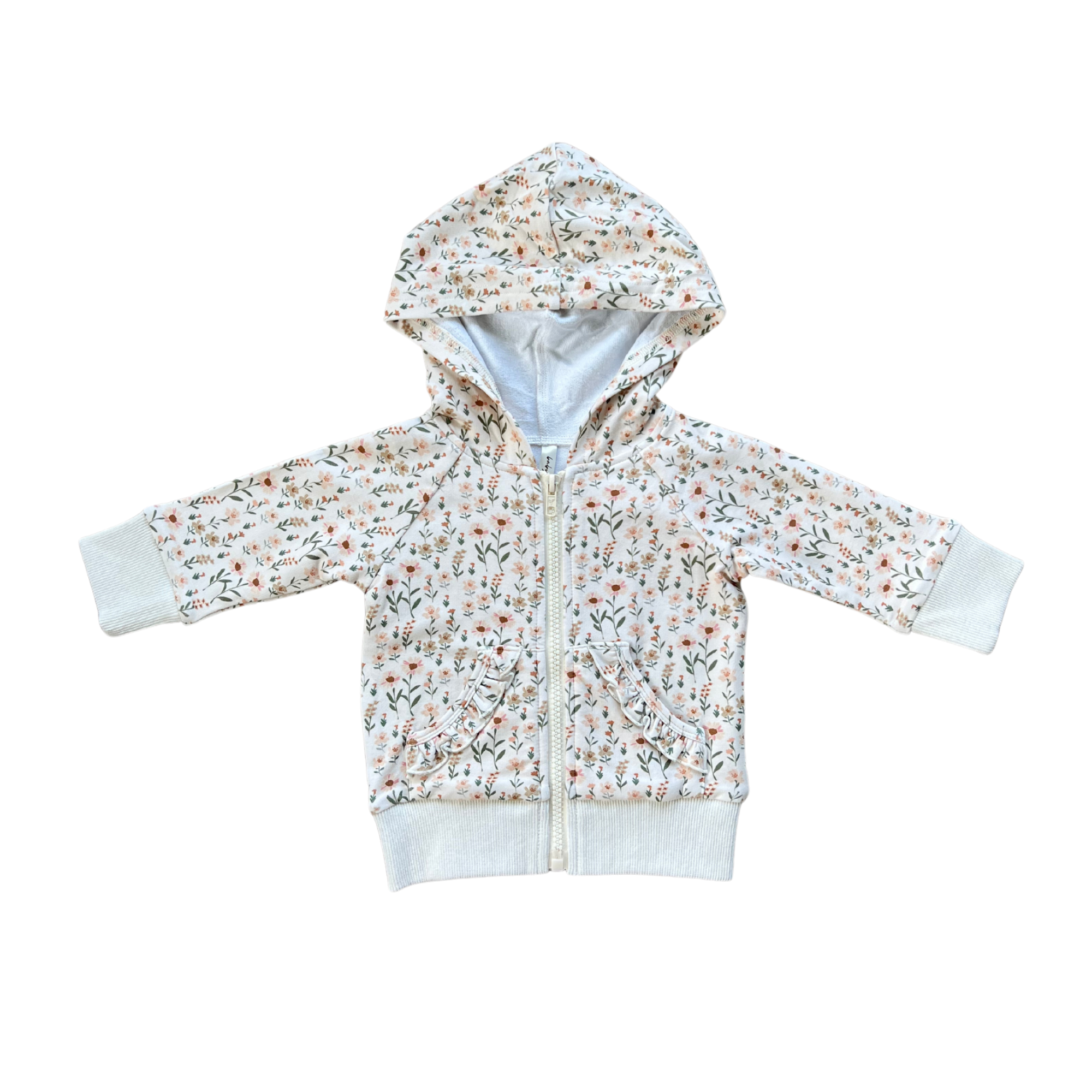 White Daisy Field Zip Hoody