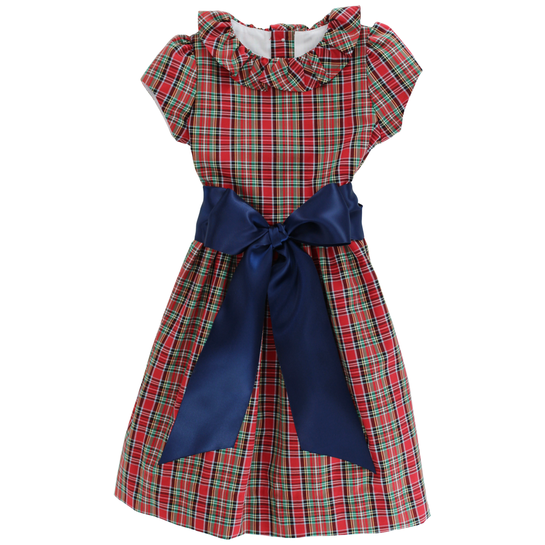 Red Tartan Ruffle Collar Dress