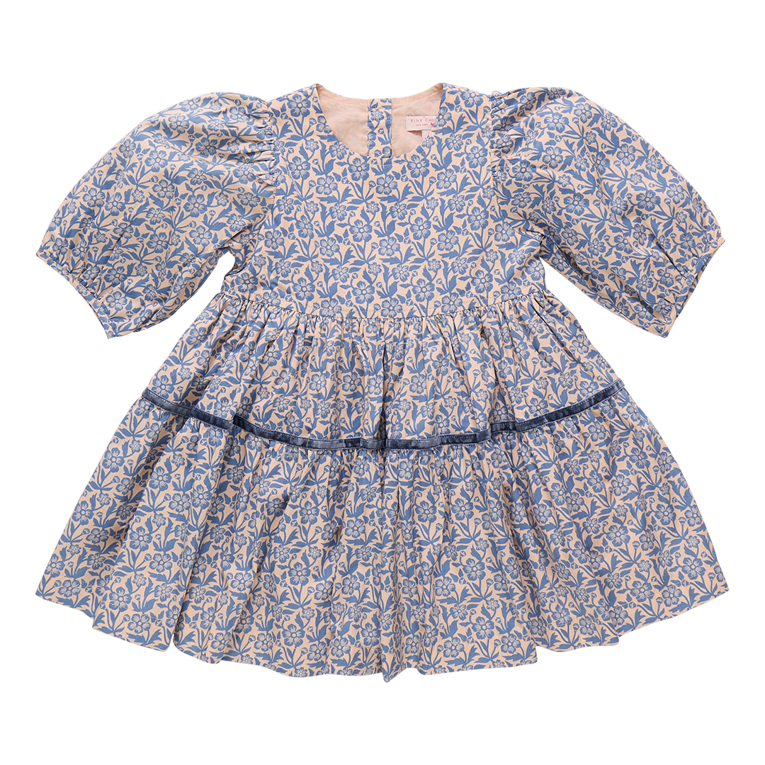 Pink Chicken Blue Climbing Floral Dress