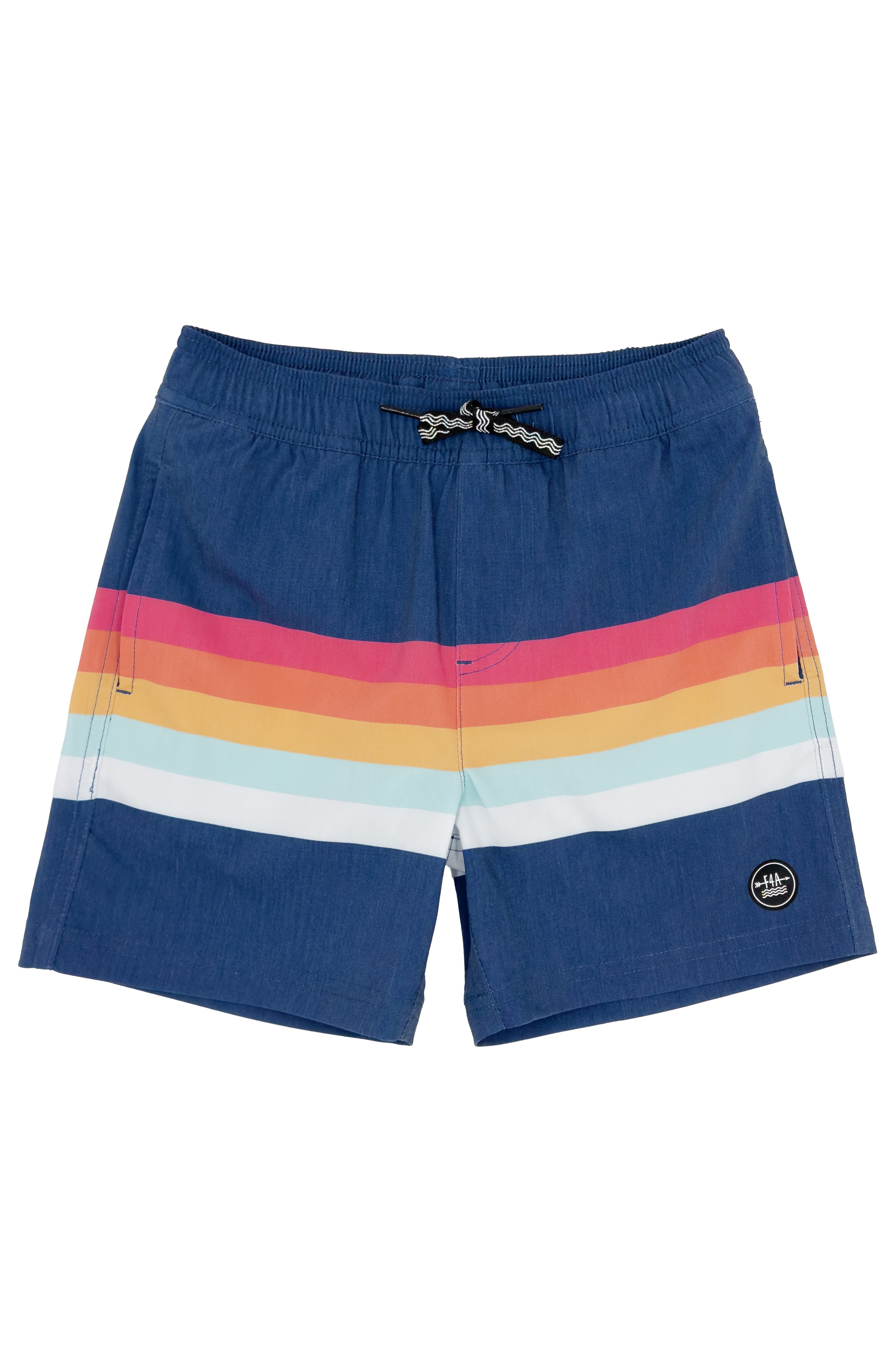 Vintage Navy Stripe Volley Swim Trunks