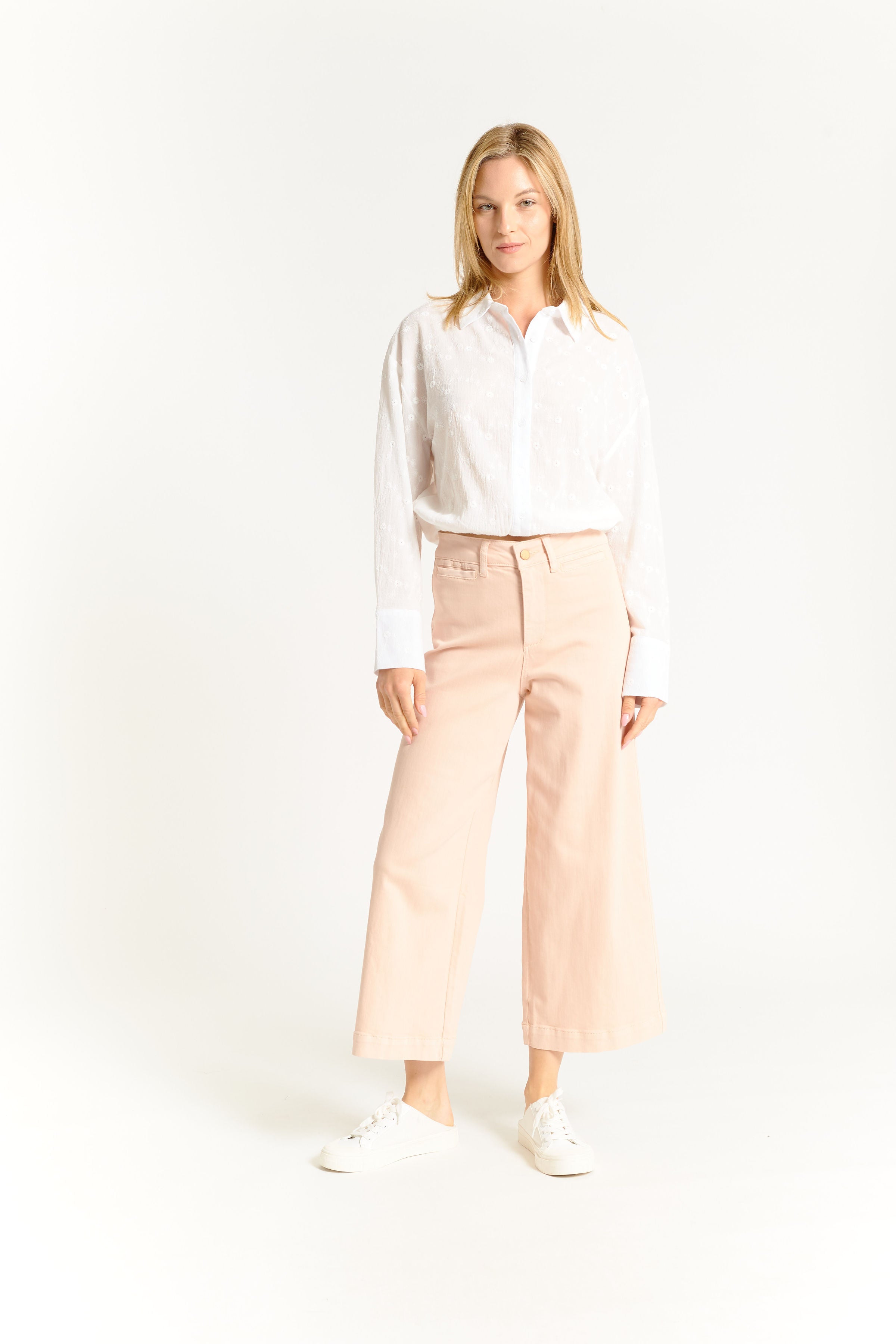 Callie Faded Pink Stretch Crop Wide Pant