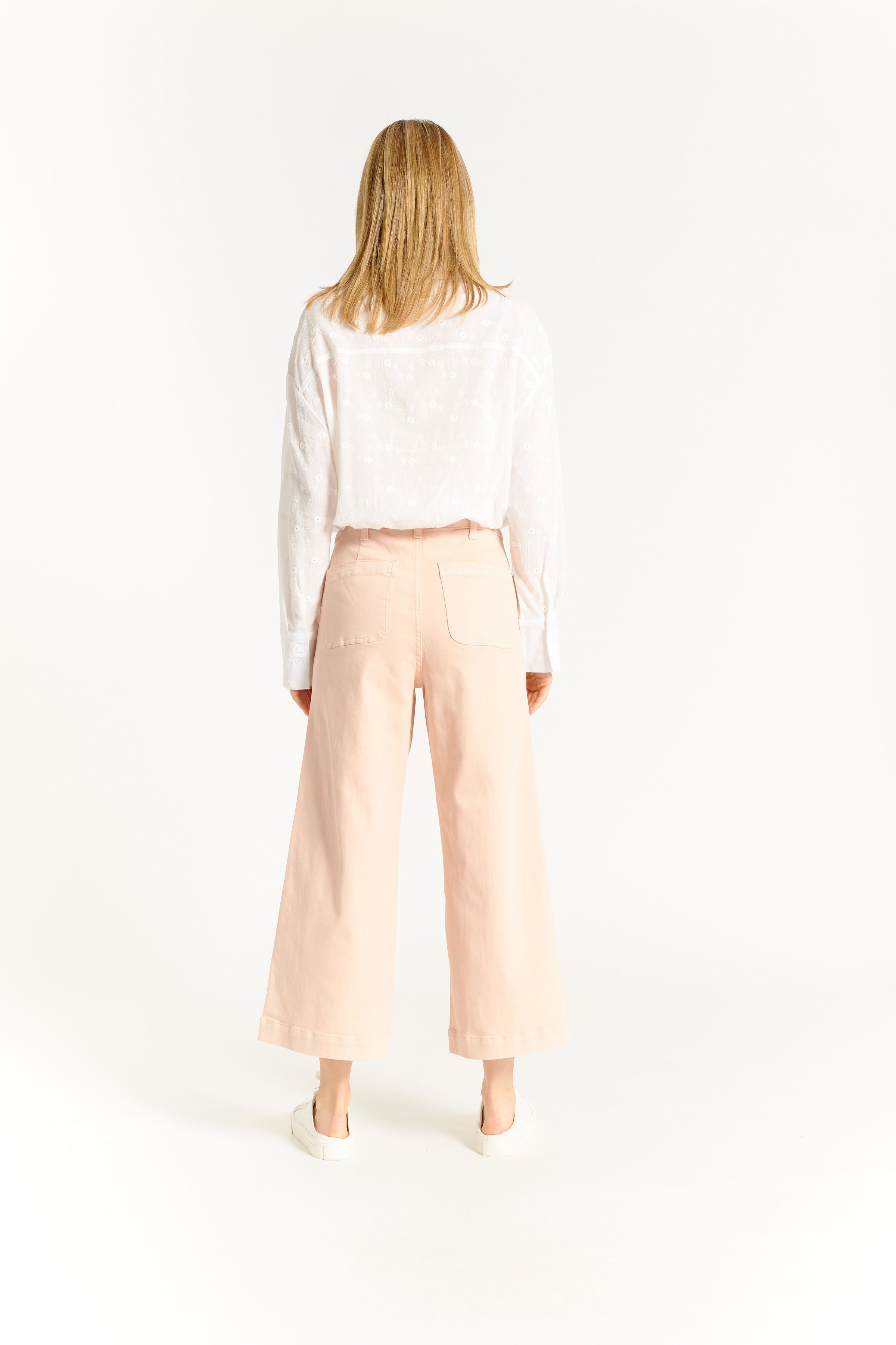 Oat Callie Faded Pink Stretch Crop Wide Pant