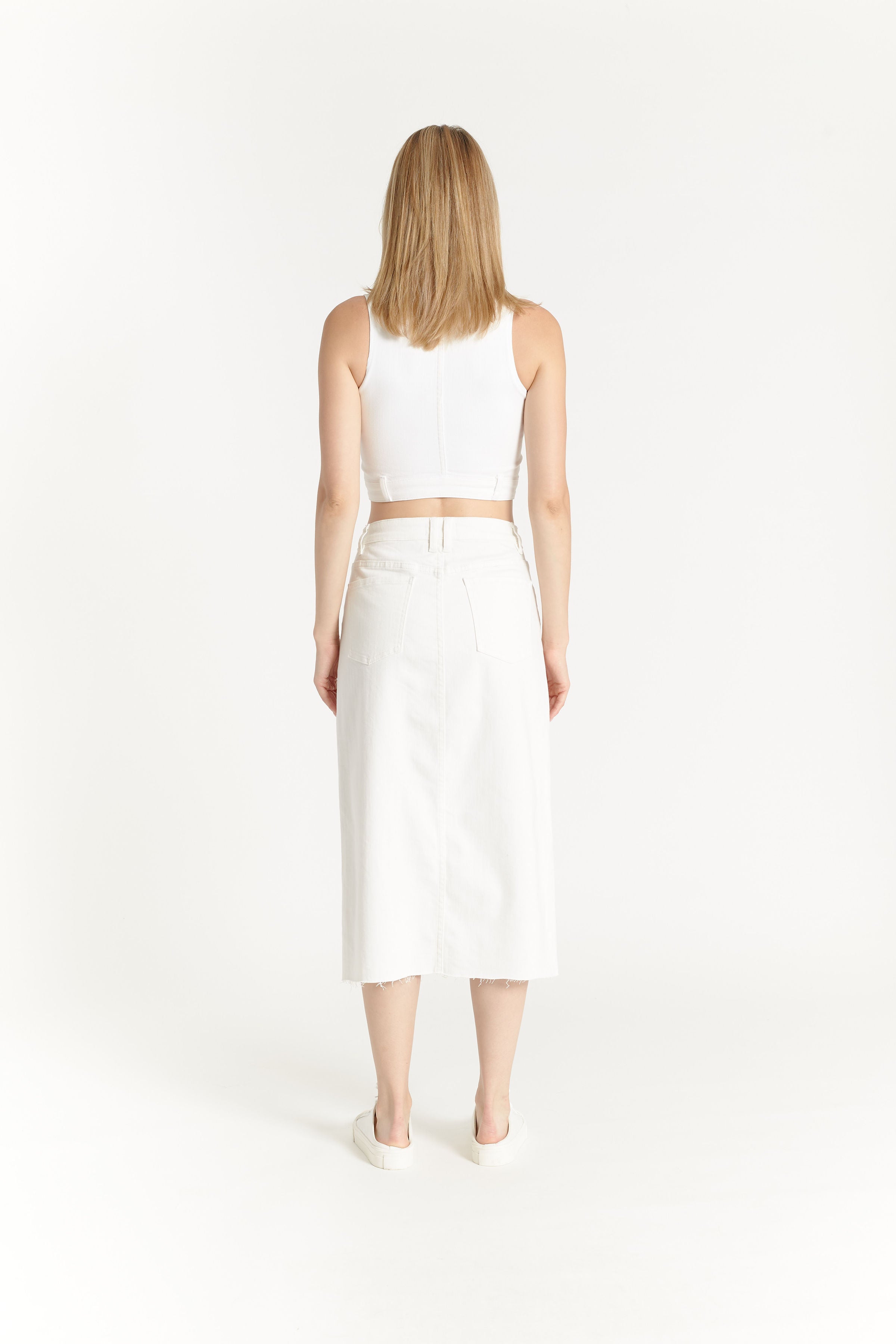 Marty Stretch White Denim 5 Pocket Skirt