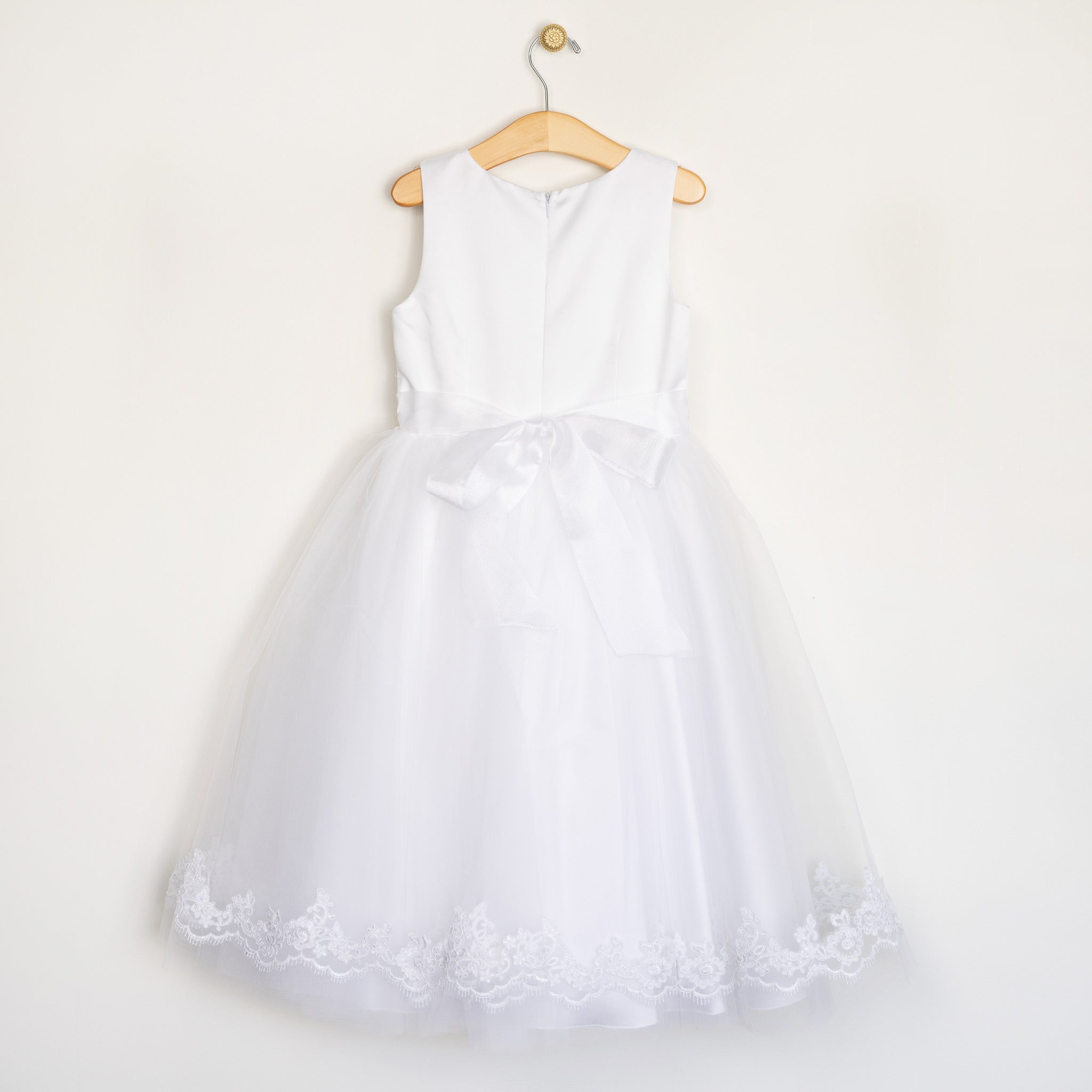 White Tulle & Lace Bow Dress