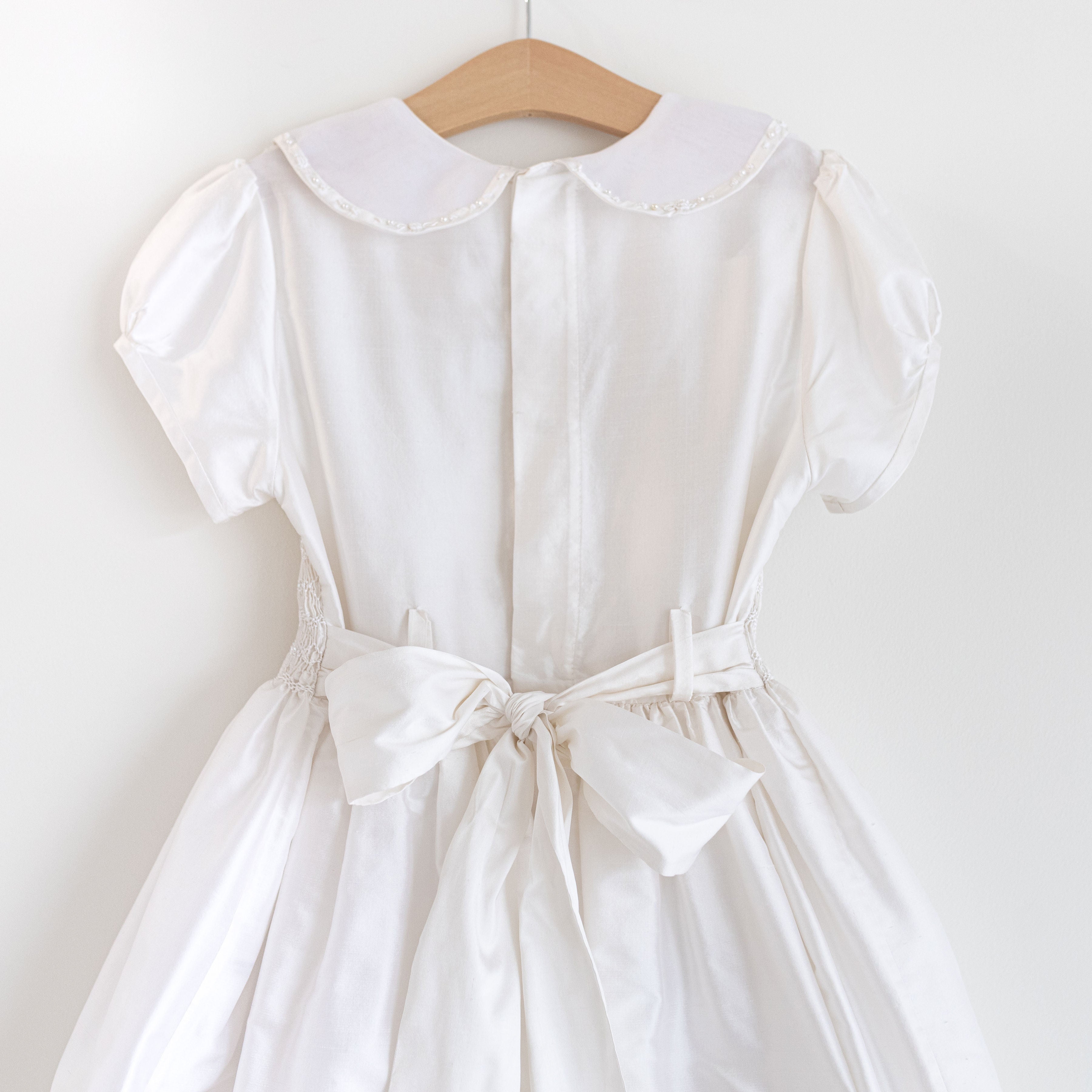 White Silk Smocked Dress
