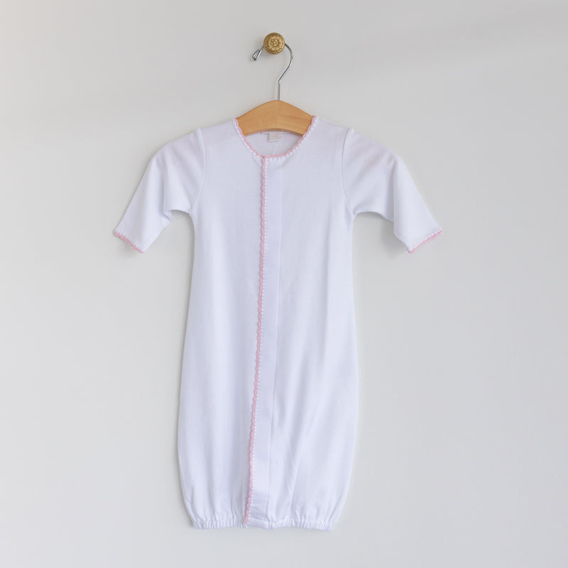 Gown White/Pink Embroidered Edge