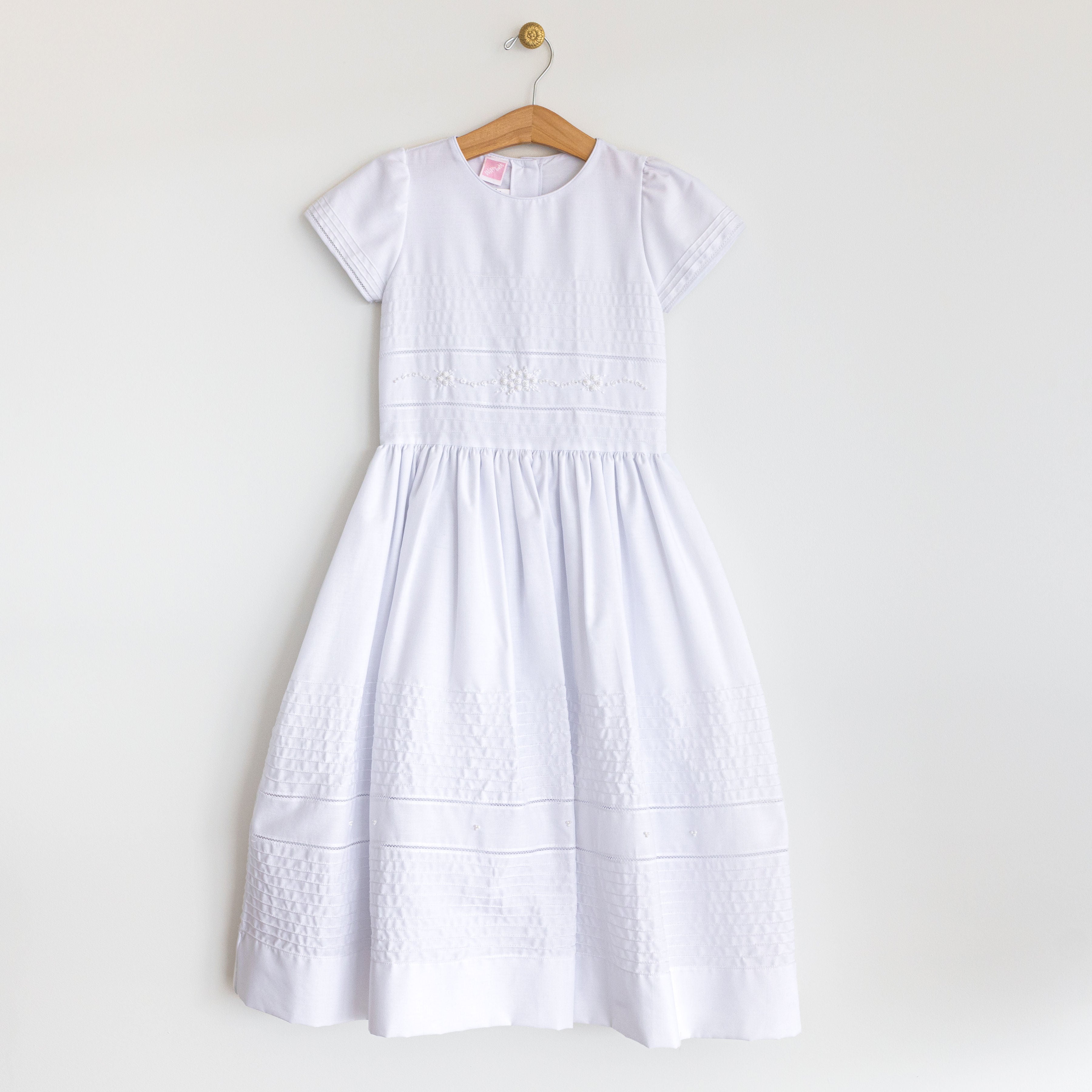 Dress White Cotton Flower Embroidery