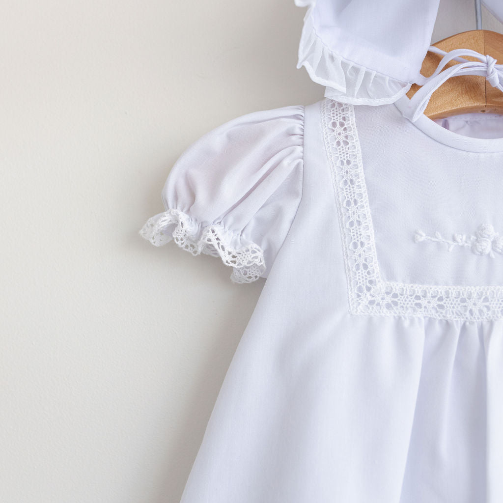Dress and Bonnet Embroidered Yoke