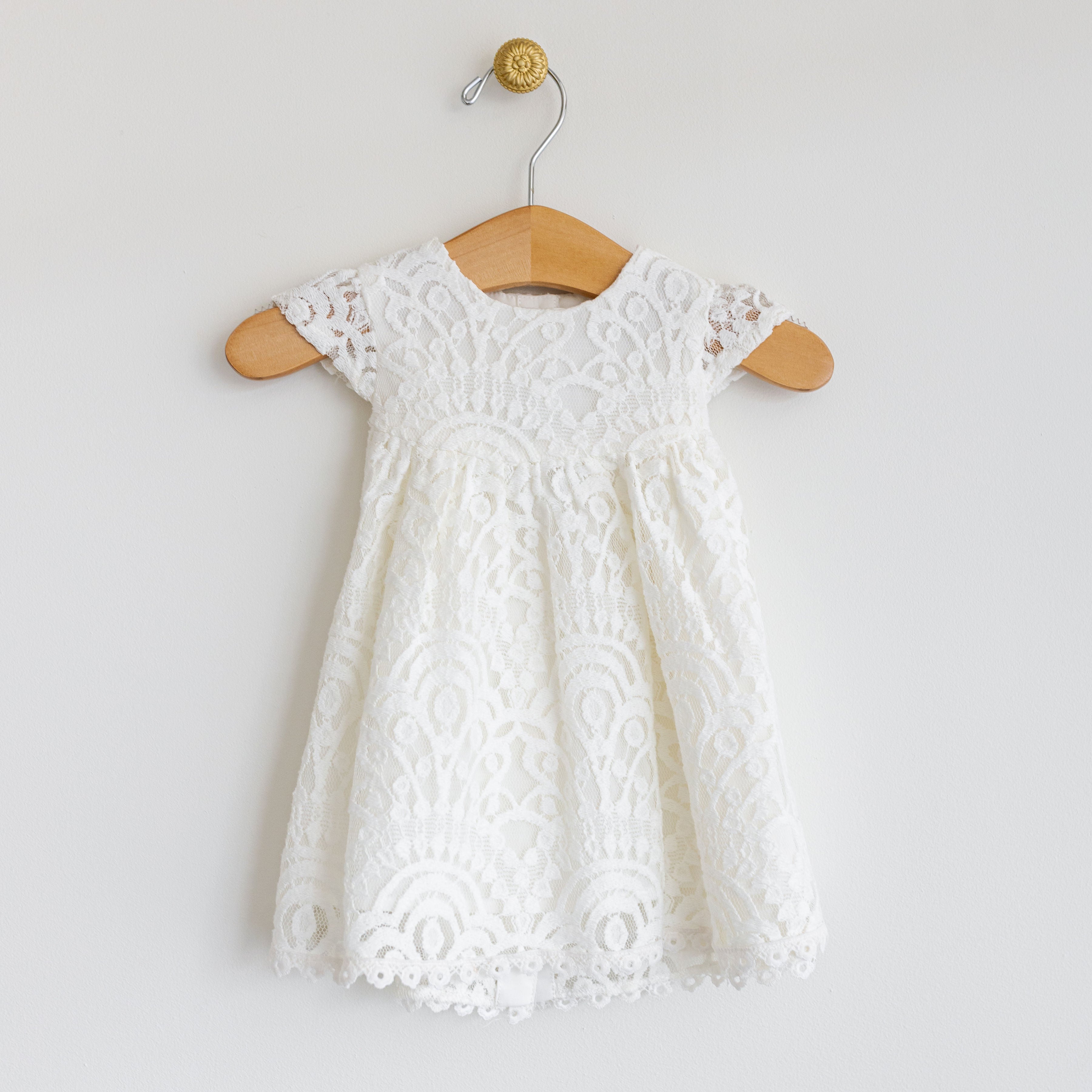 White Lace Dress & Bonnet