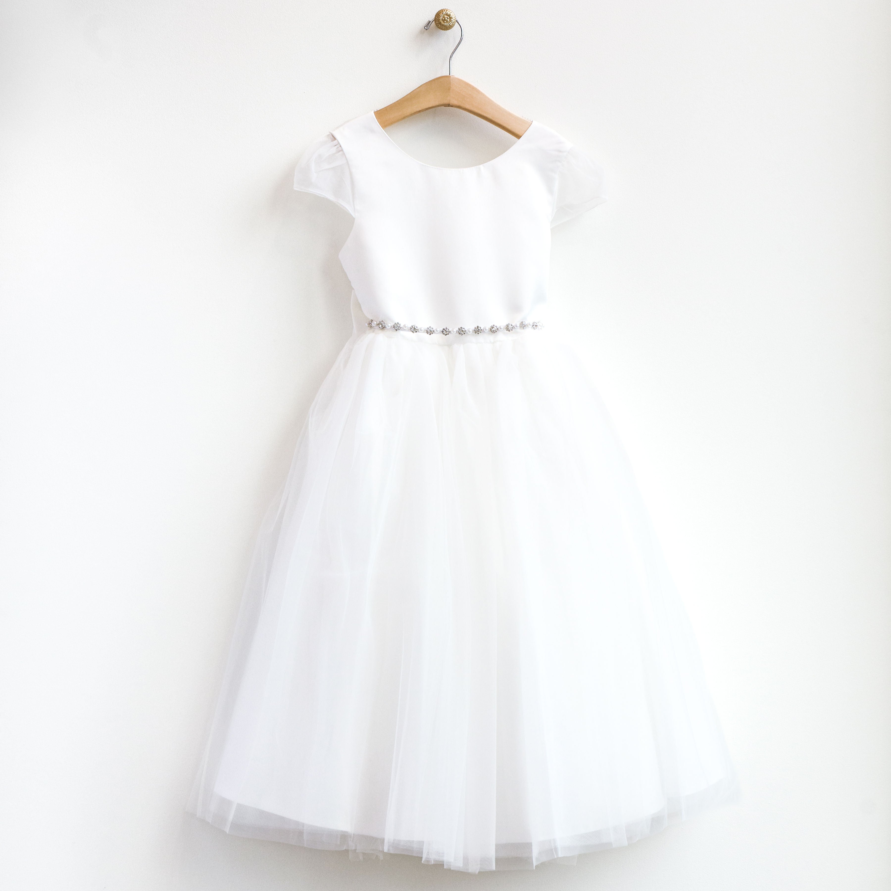 Off White Satin and Tulle Dress