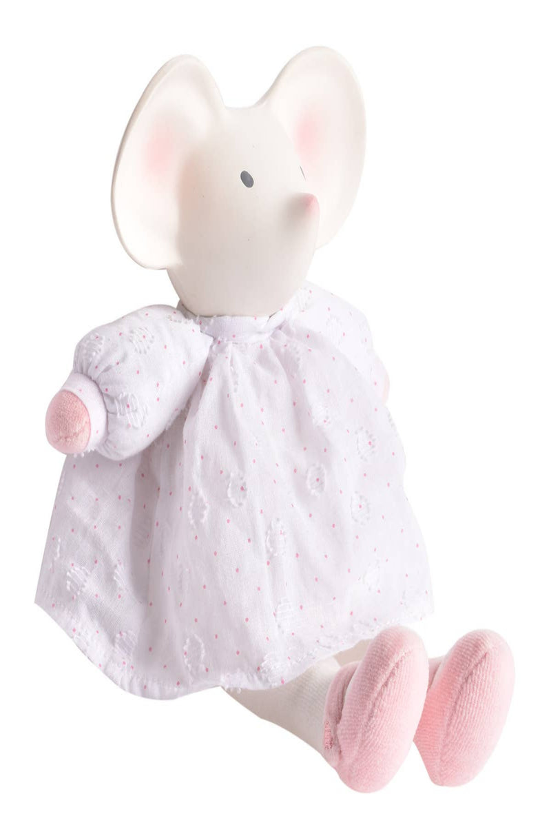Meiya the Mouse Toy With Rubber Head in White Dress