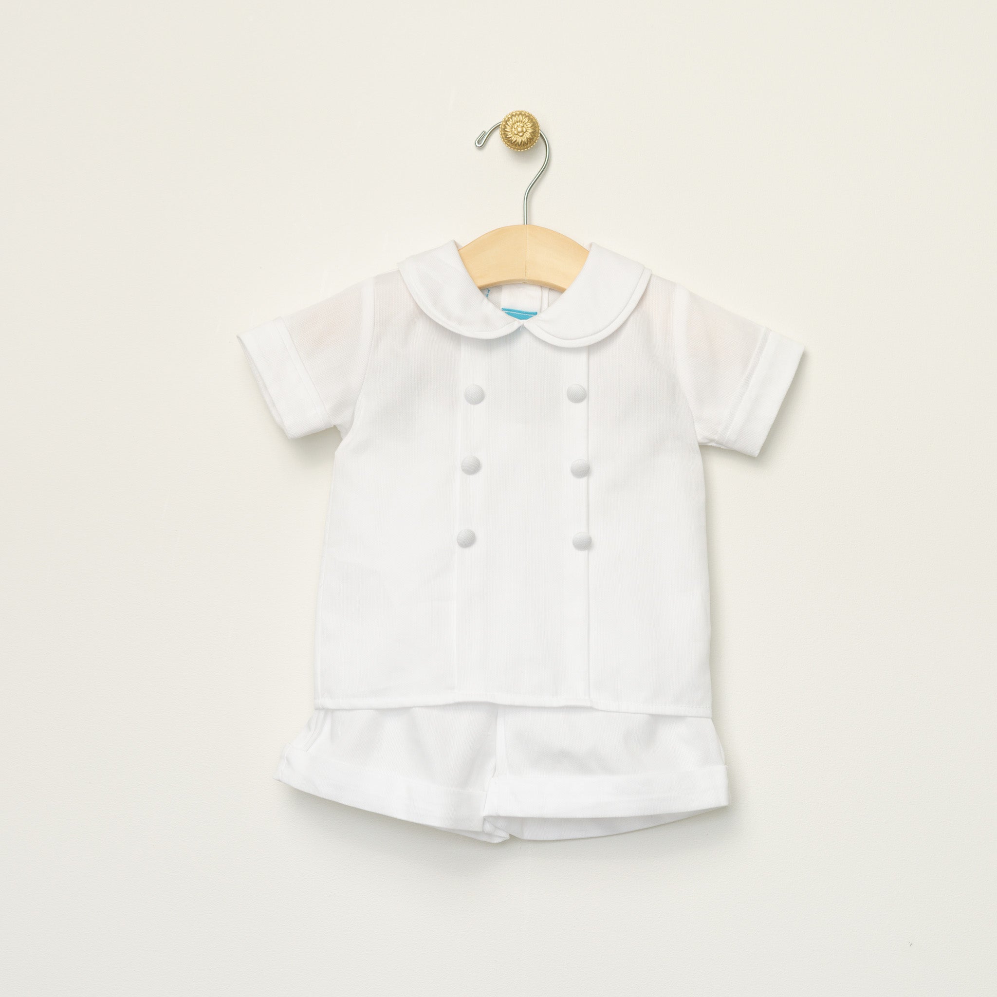Infant Boy's White Pique Short Set