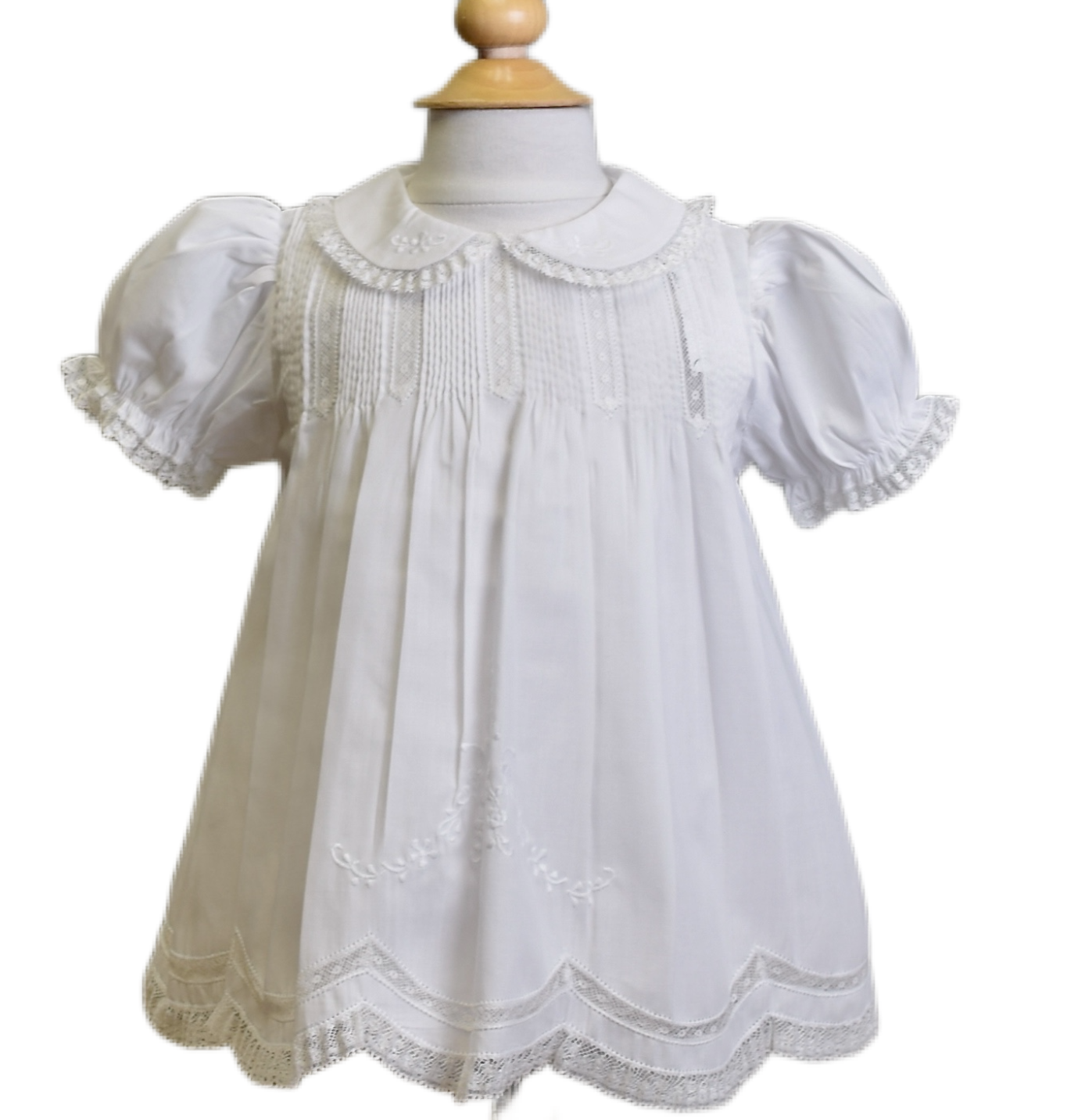 Dress-White Smocked w/Collar-Feltman