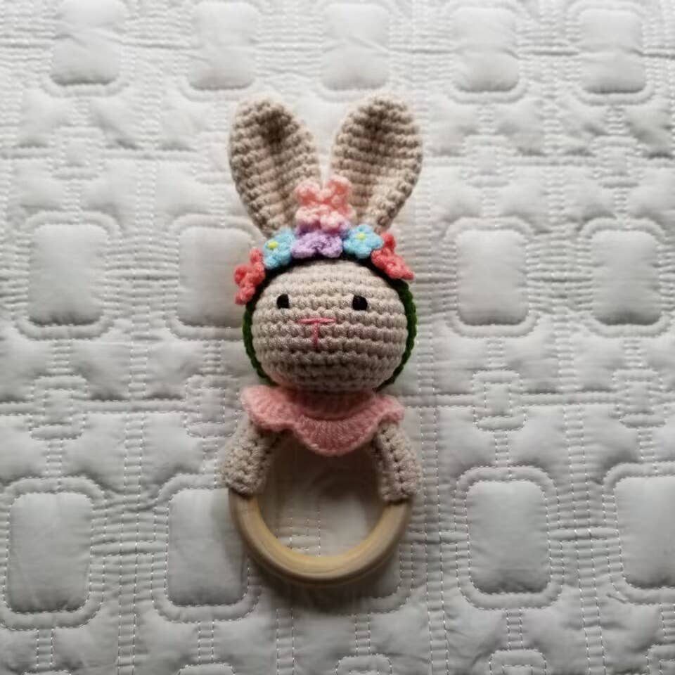 Hand Crochet Floral Bunny Rattle