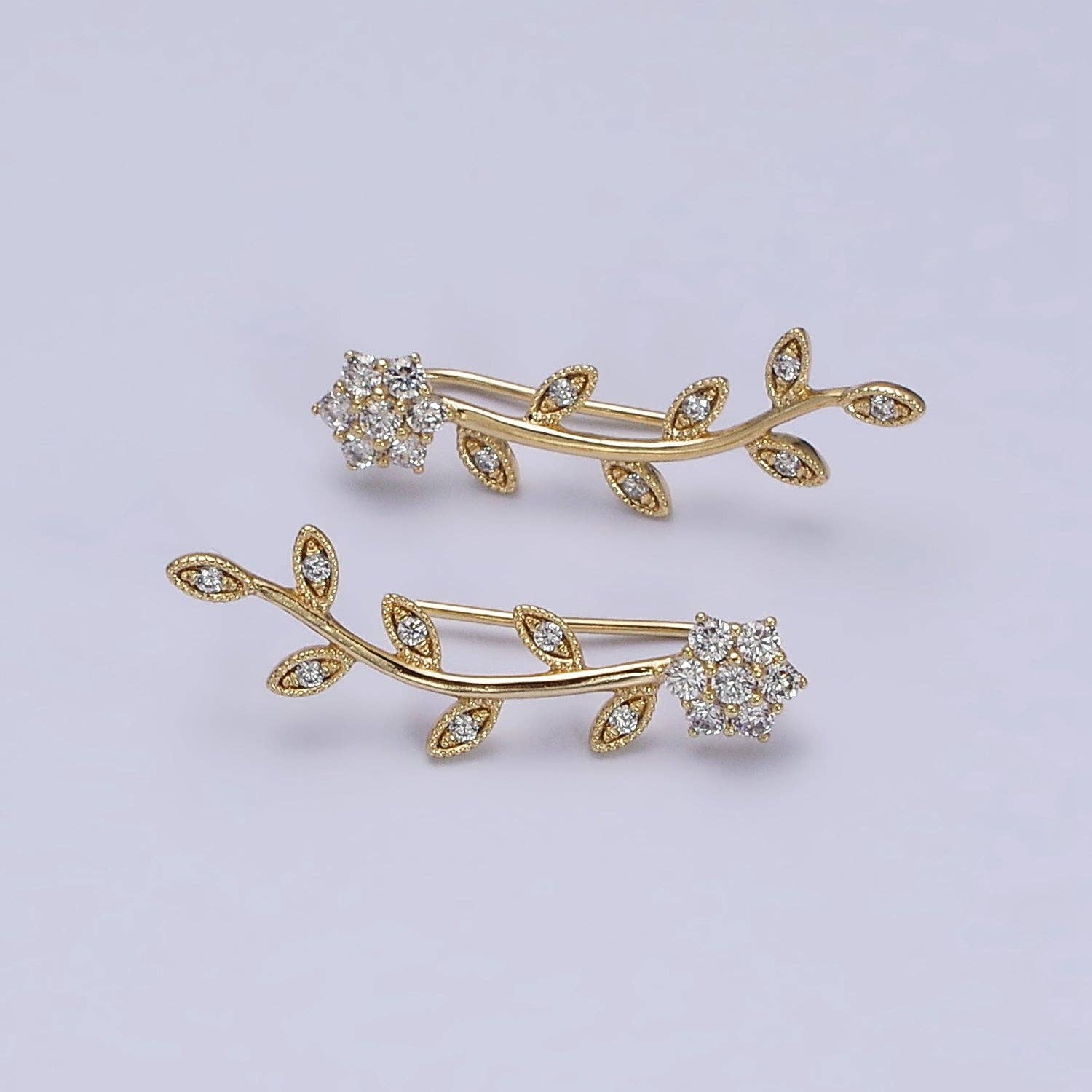 Flower Leaves CZ Earring