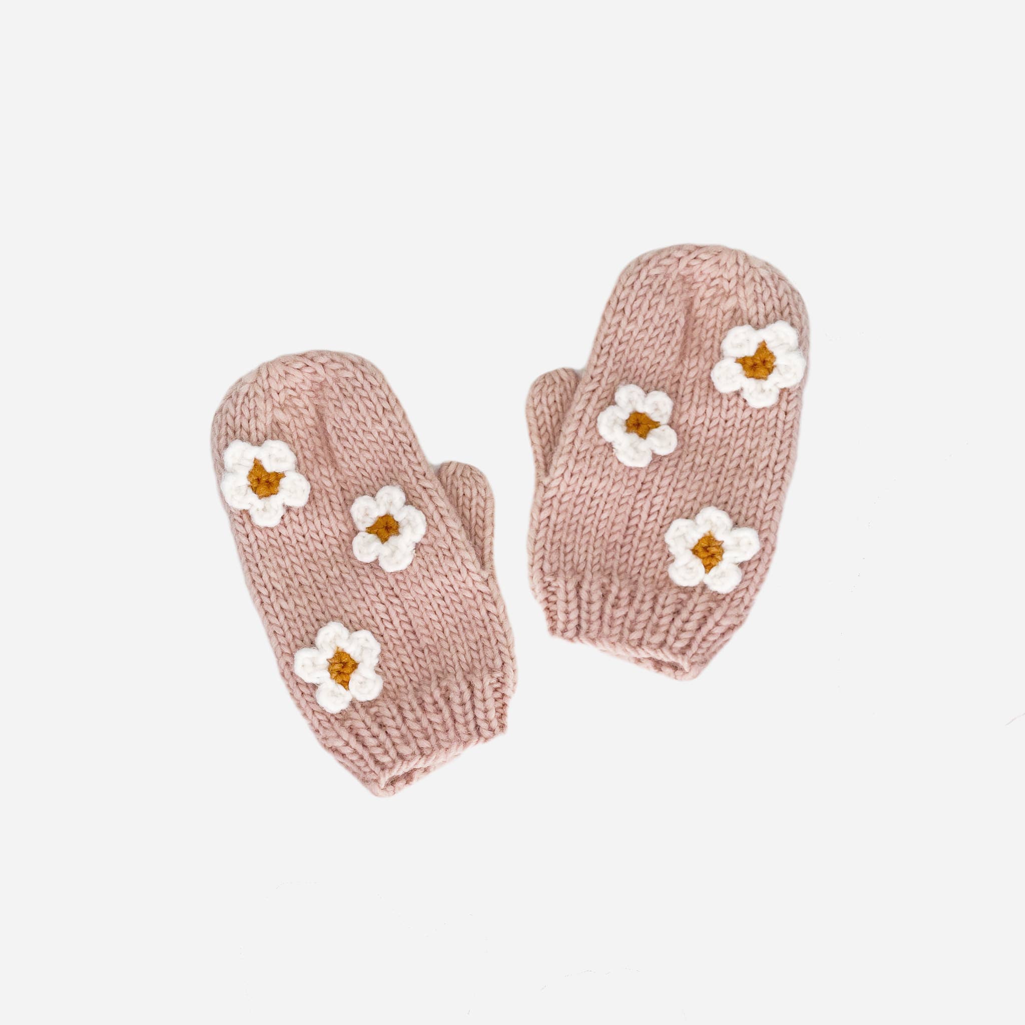 Blush Knitted Flower Mittens