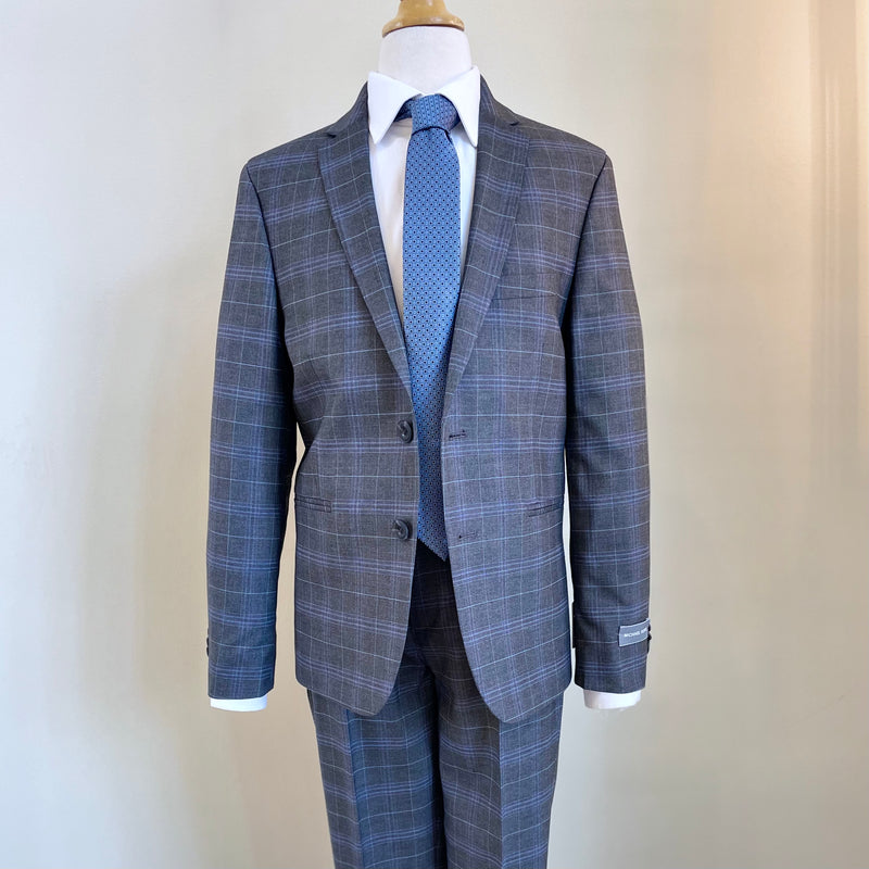 Gray Blue Plaid Suit