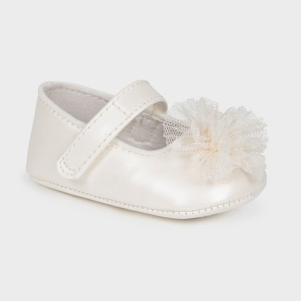 Baby Shoes Mary Jane With Tulle Flower 9403