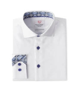 White Shirt Navy Button